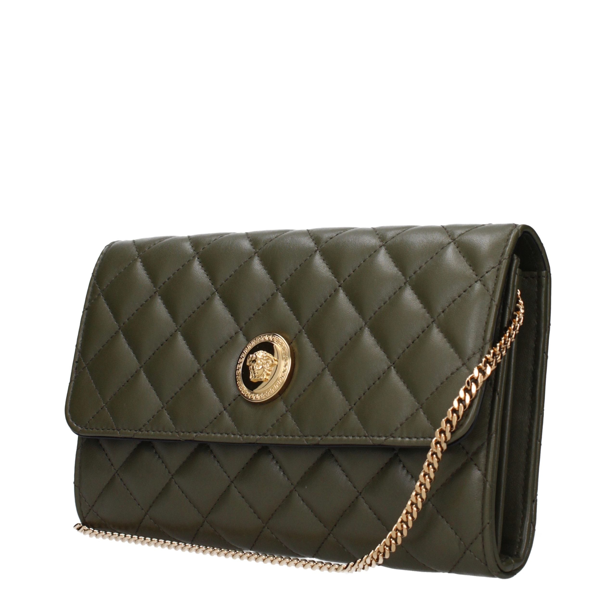 Versace Green Leather Clutch Bag