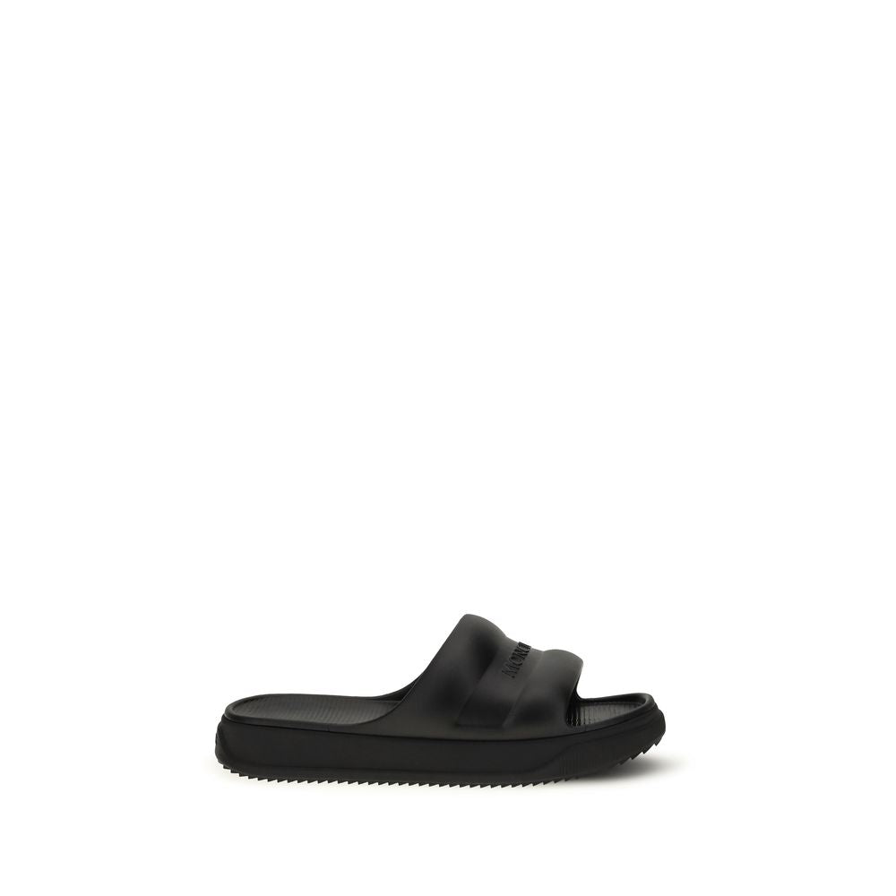 Moncler Schwarze flache Sandalen aus Gummi
