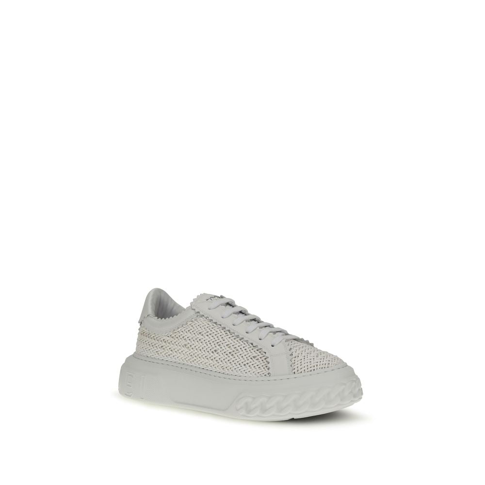 Casadei White Calf Leather Bos Taurus Chunky Sneakers