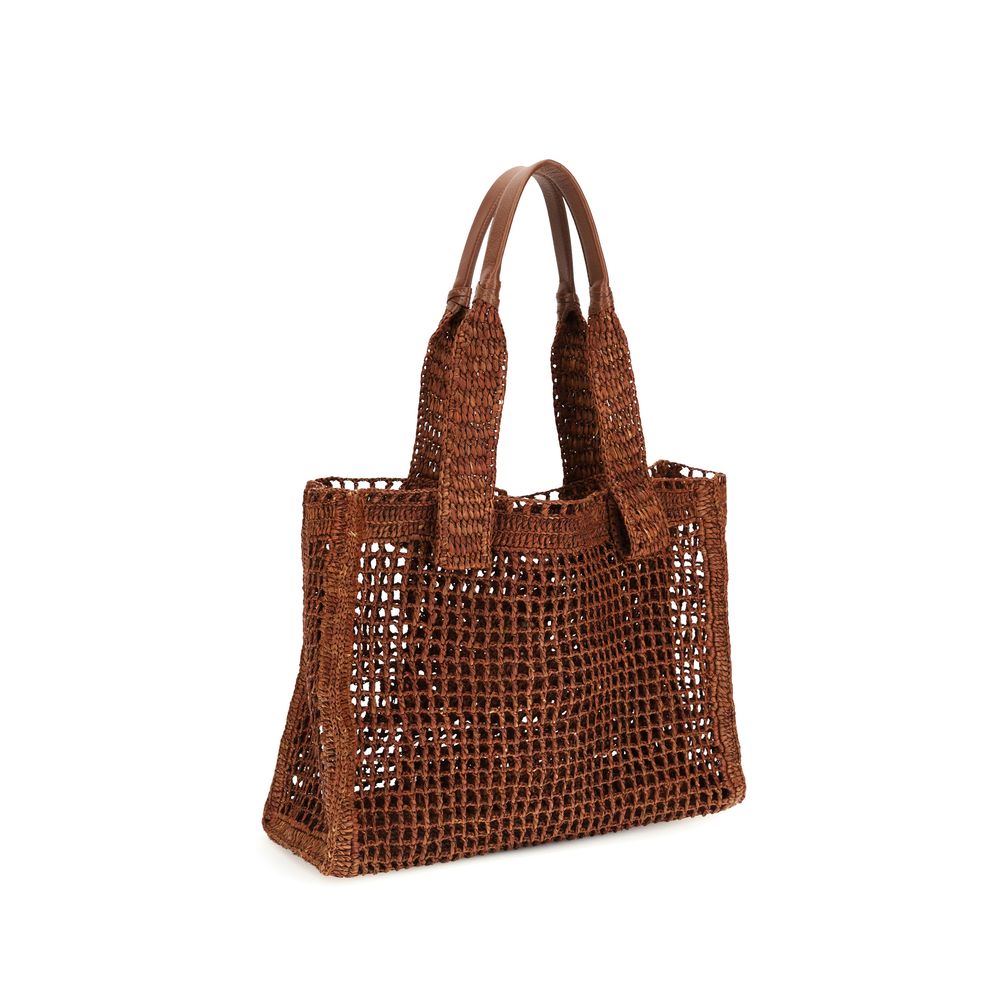 Sac bandoulière en raphia Chloé Brown
