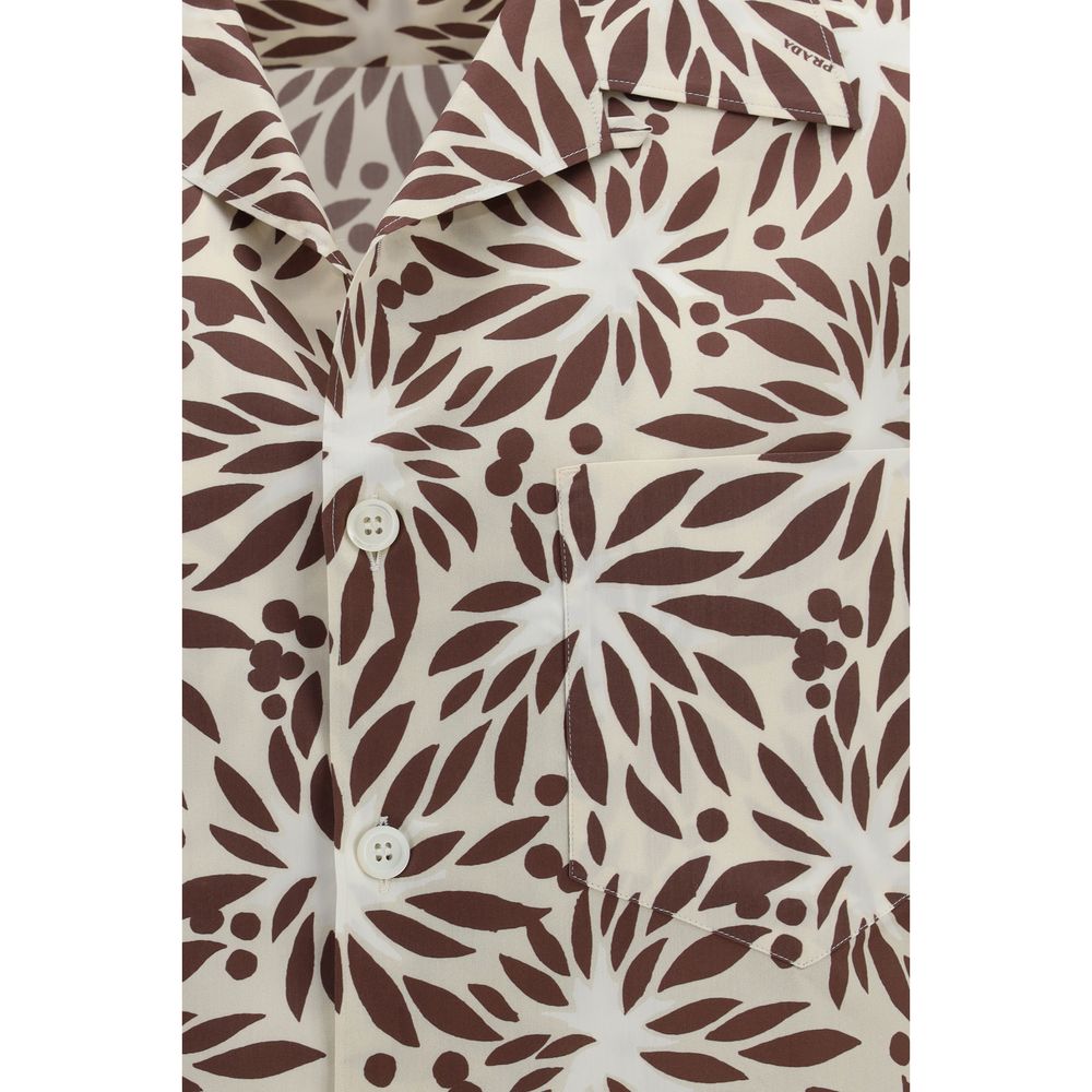 Chemise en coton marron Prada