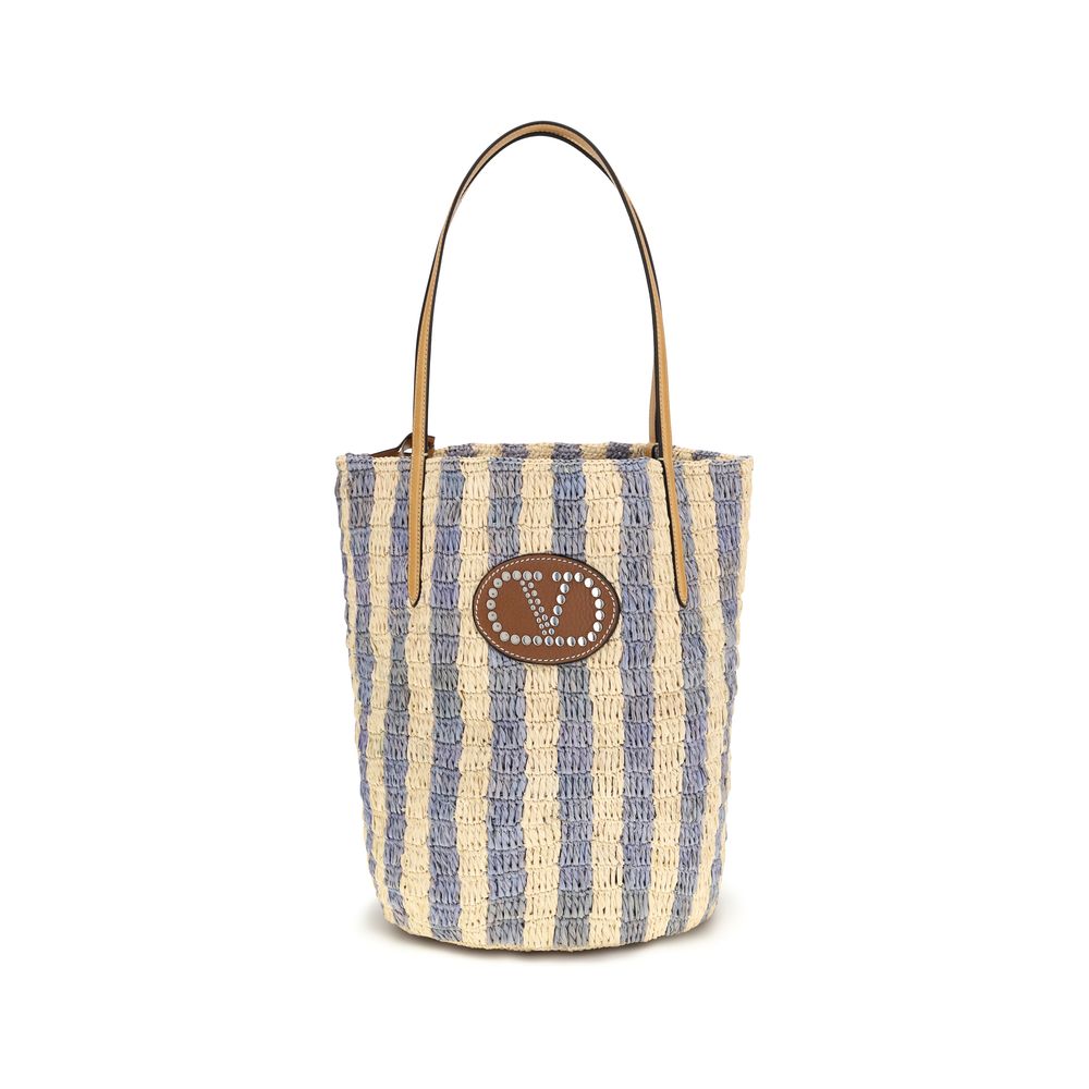 Valentino Garavani Blaue Bast-Korbtasche