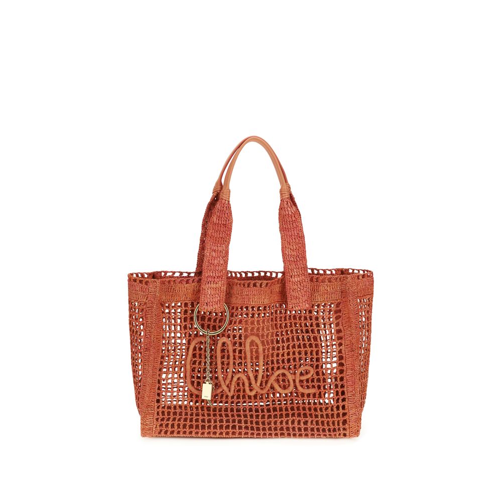 Chloé Mehrfarbige Bast-Schultertasche