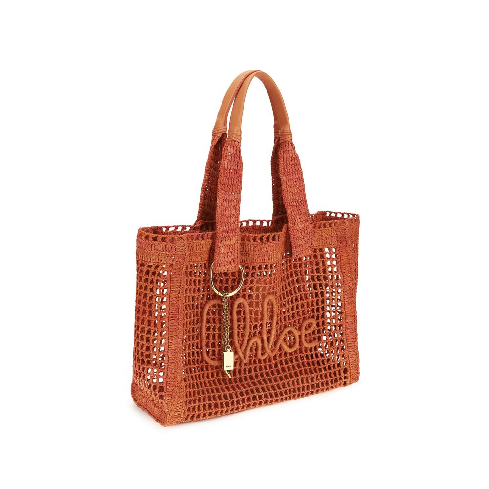 Chloé Mehrfarbige Bast-Schultertasche