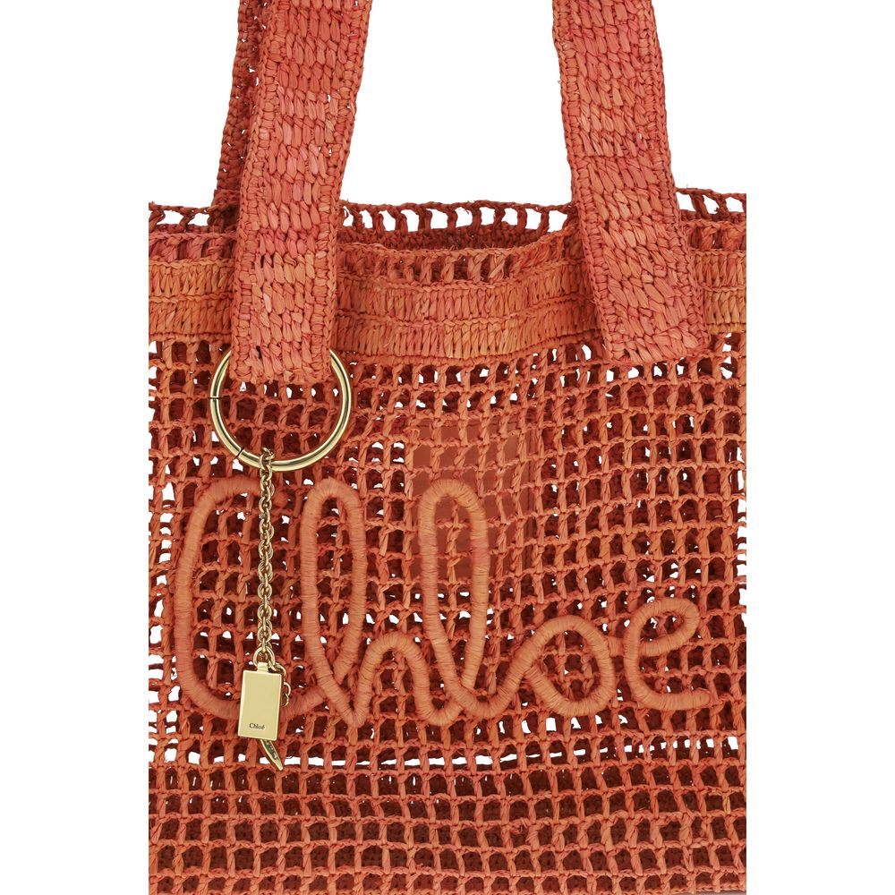 Chloé Mehrfarbige Bast-Schultertasche
