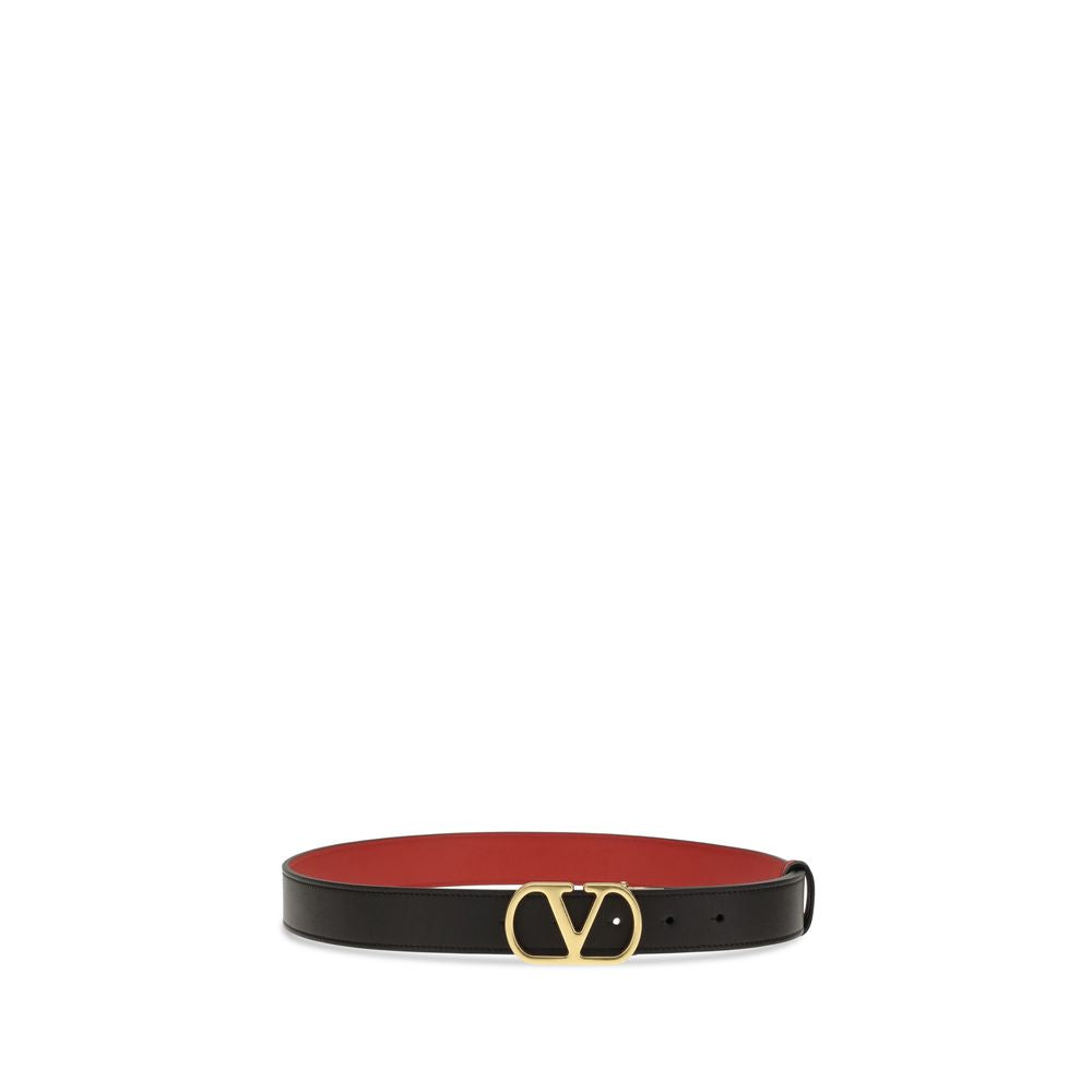 Valentino Garavani Black Calf Leather Bos Taurus Regular Belt