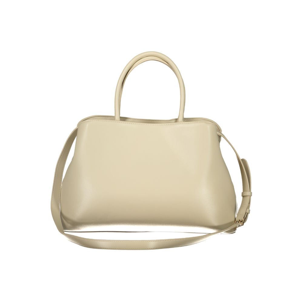 Valentino Beige Damen-Umhängetasche aus Polyurethan mit Henkeln und verstellbarem Riemen
