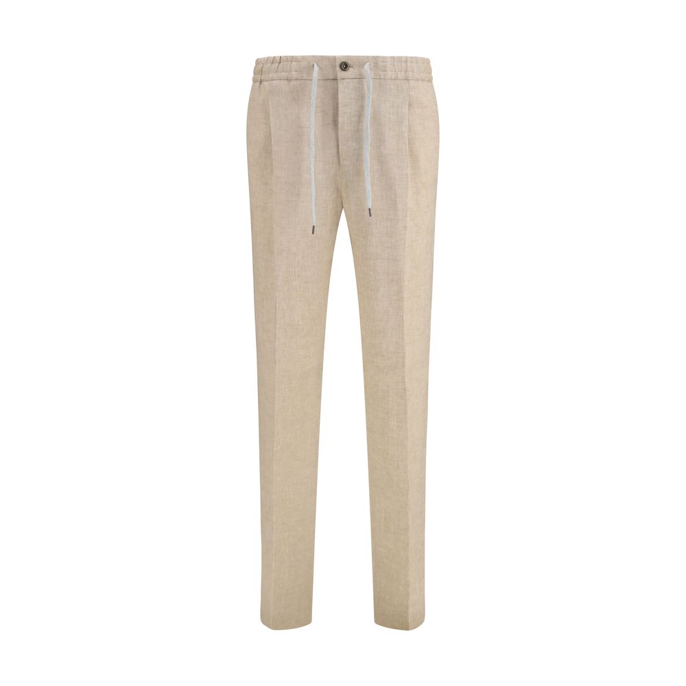 PT Torino Beige Linen Casual Pants