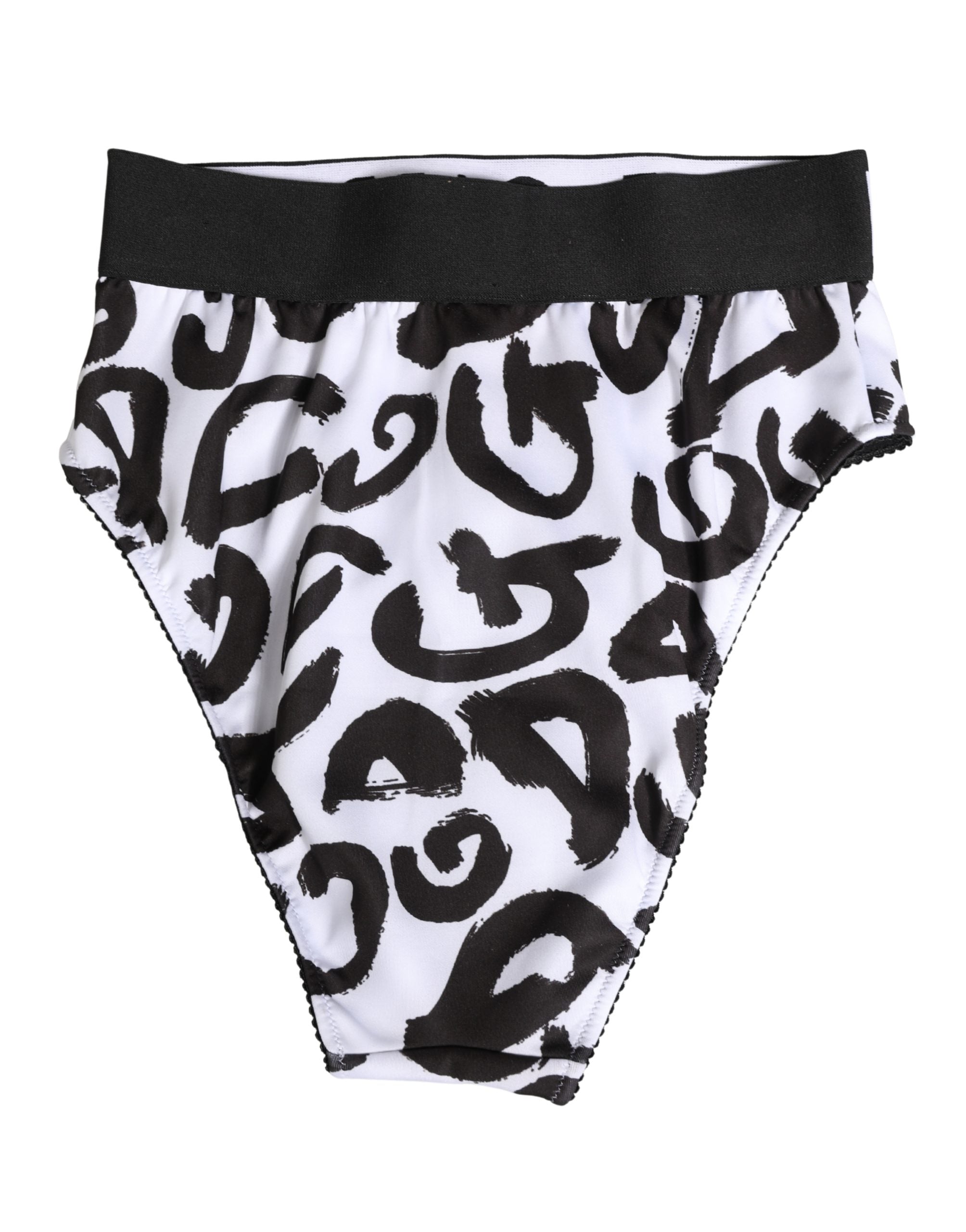 Sous-vêtements taille haute Dolce & Gabbana noirs et blancs à logo graphique