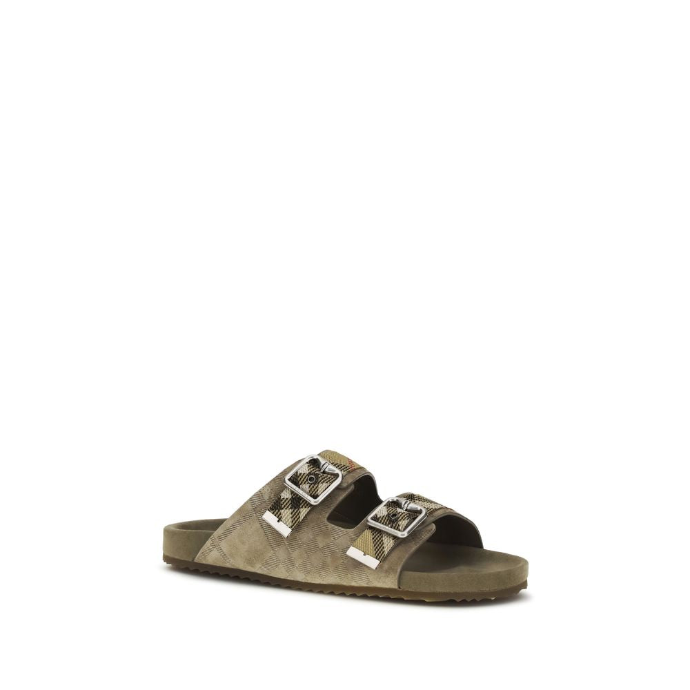 Burberry Beige Kalbsleder Bos Taurus Flache Sandalen