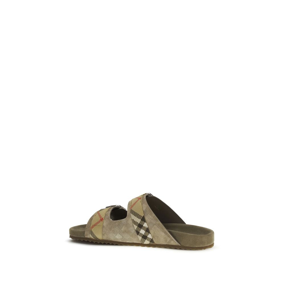 Burberry Beige Kalbsleder Bos Taurus Flache Sandalen