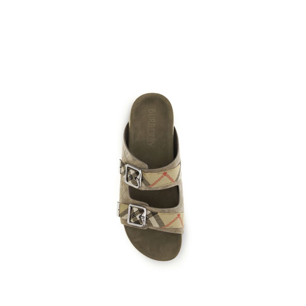 Burberry Beige Kalbsleder Bos Taurus Flache Sandalen