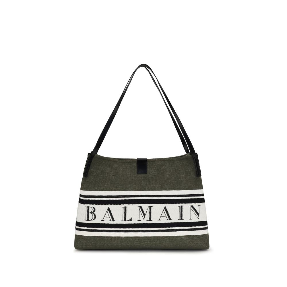 Balmain Schultertasche aus schwarzer Baumwolle