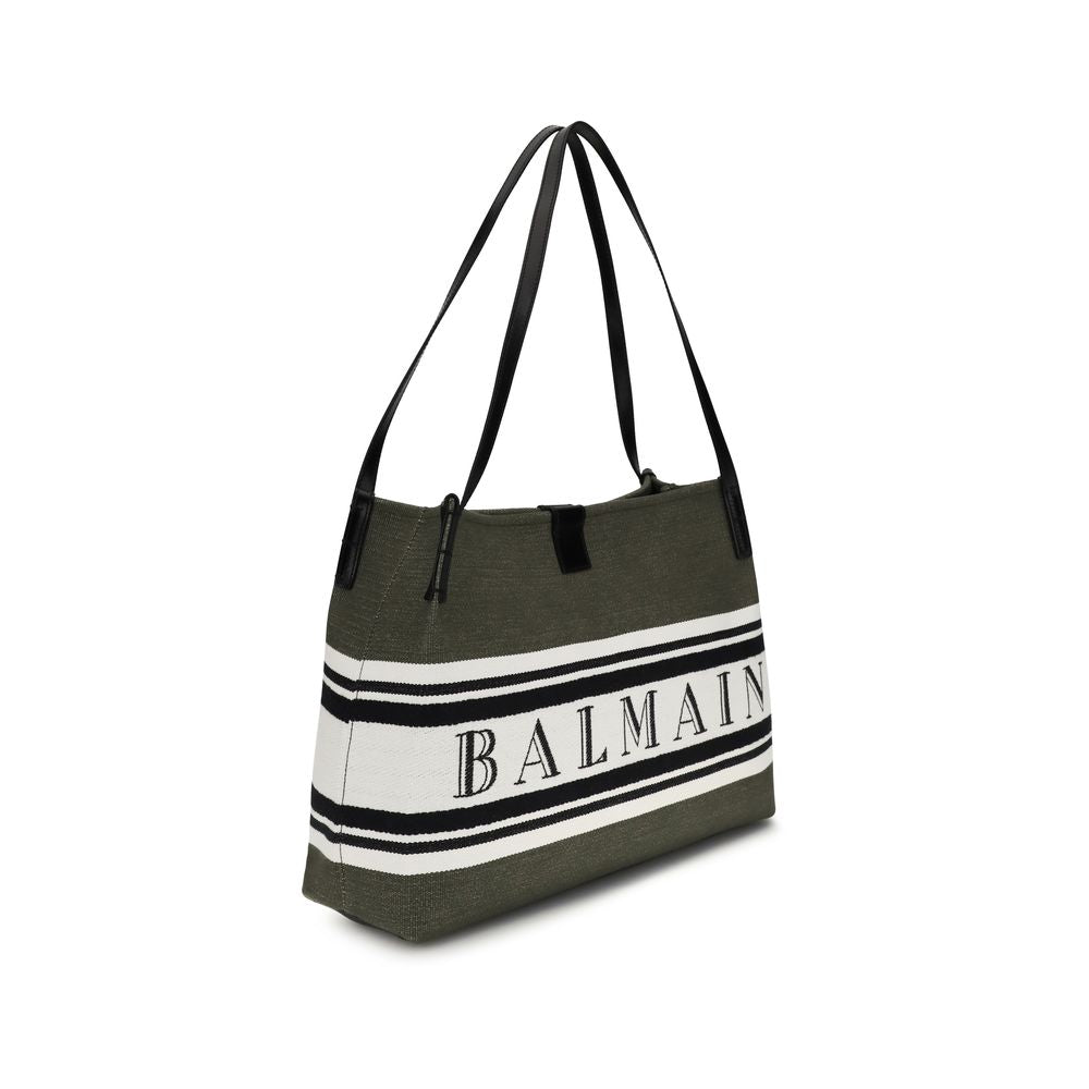 Balmain Schultertasche aus schwarzer Baumwolle