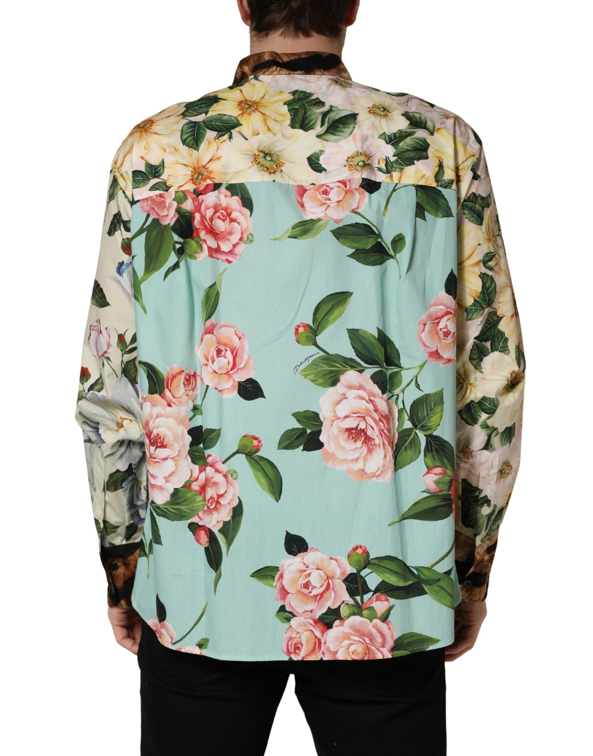 Dolce & Gabbana Buntes Hemd mit Blumen- und Animalprint und Kragen