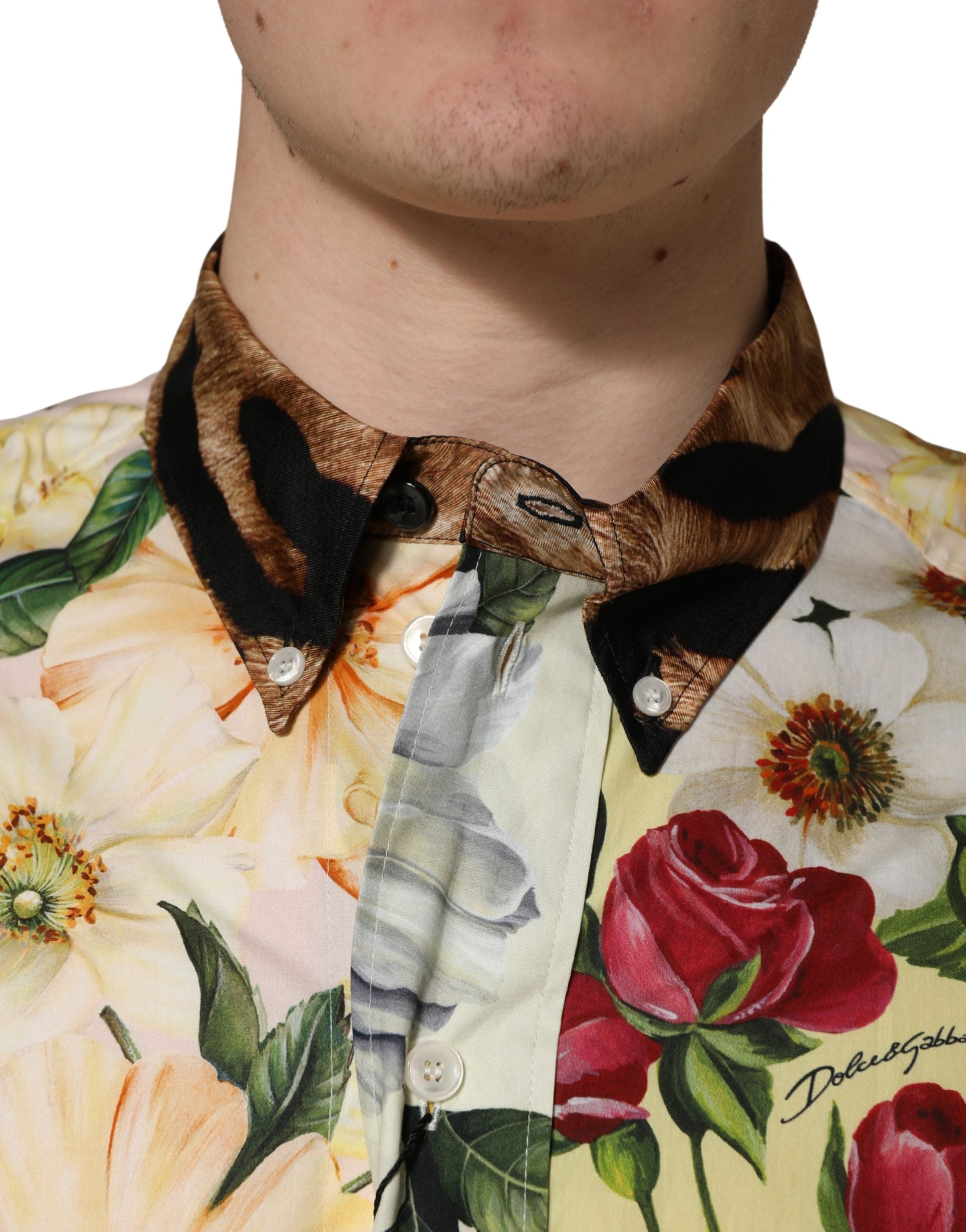Dolce & Gabbana Buntes Hemd mit Blumen- und Animalprint und Kragen