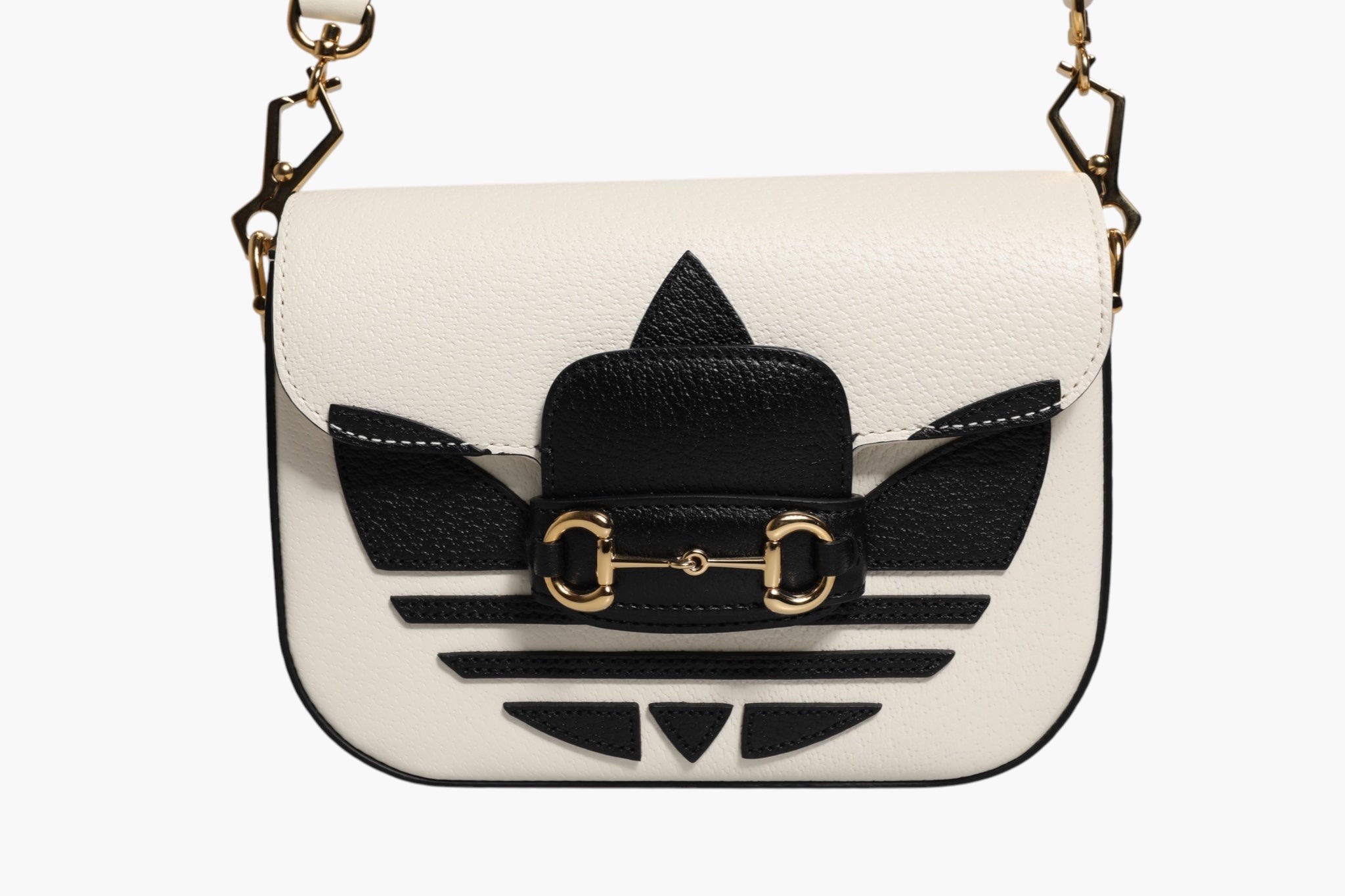 Gucci x Adidas Horsebit 1955 Weiß Schwarz Kalbsleder Umhängetasche