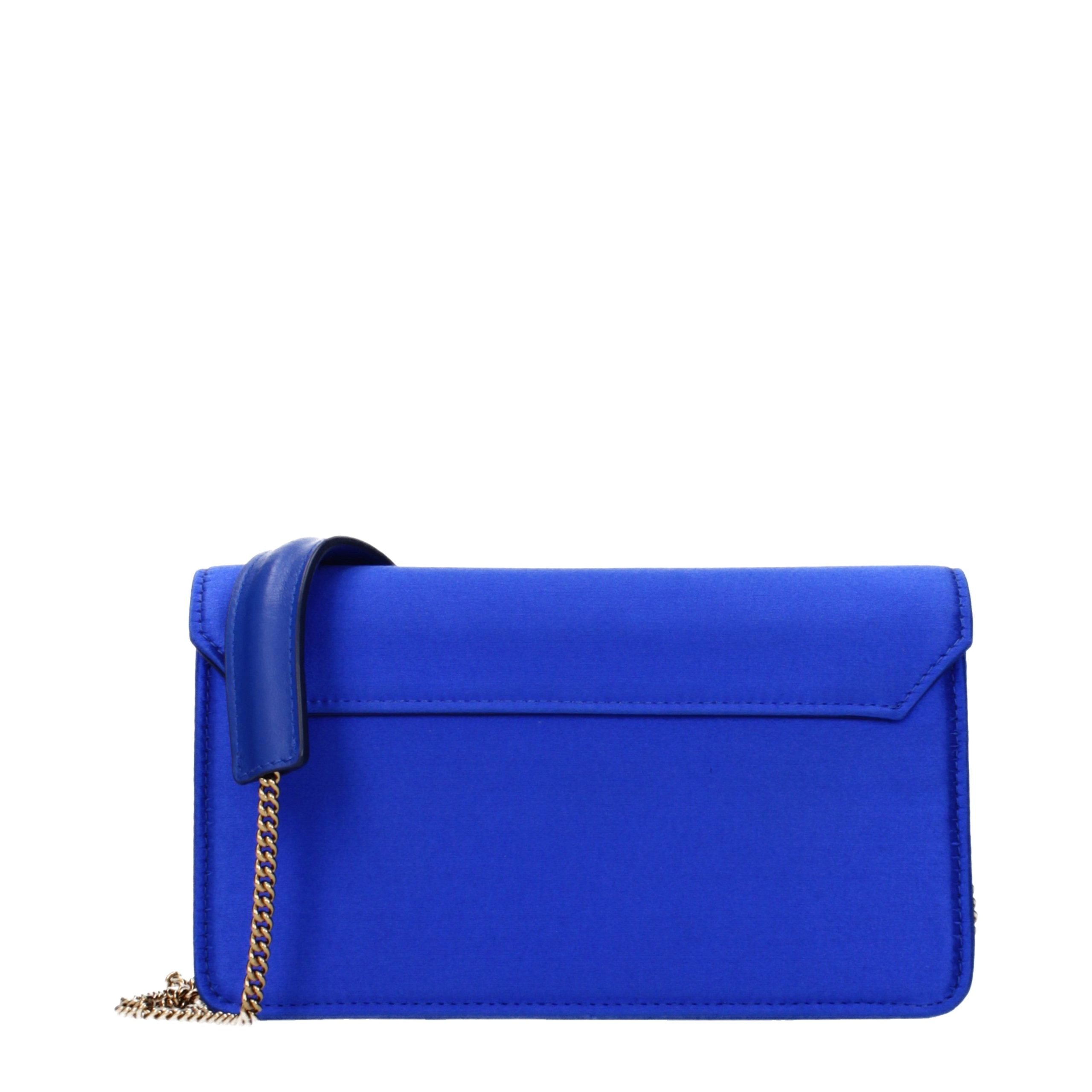 Roberto Cavalli Blaue Satin-Clutch-Tasche