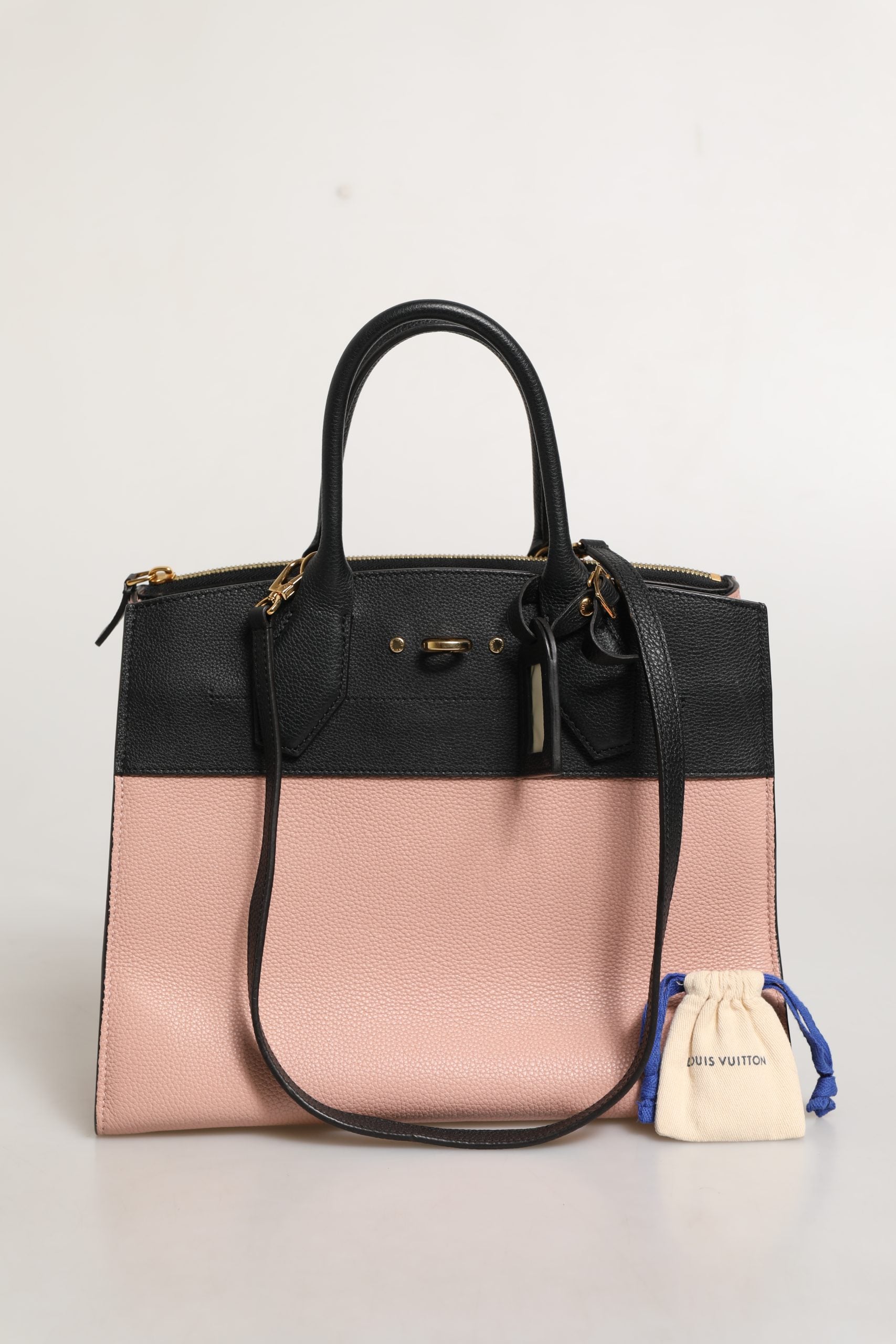 Sac à main en cuir Louis Vuitton City Steamer, cuir rose et noir