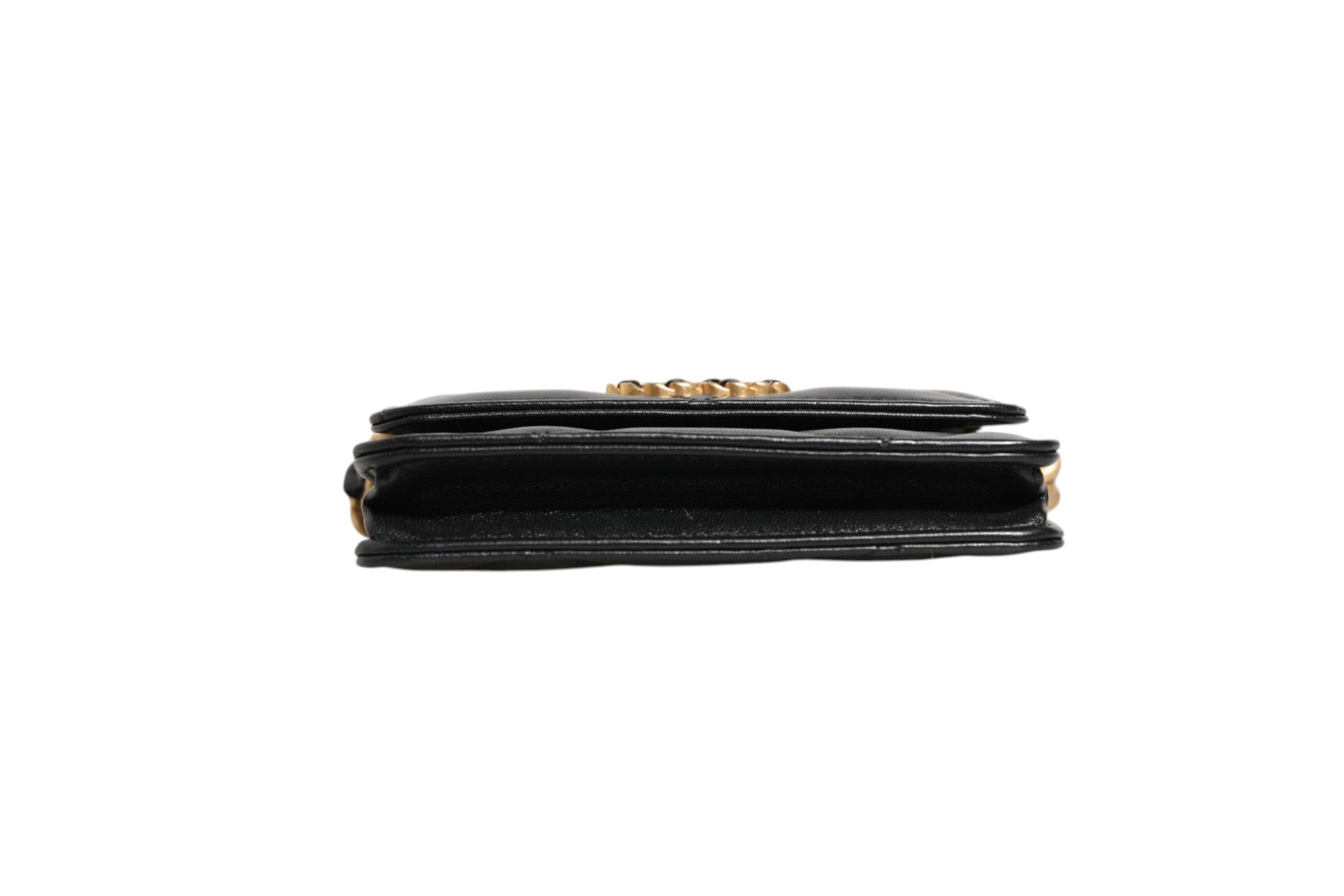 Chanel 19 Flap Coin Purse Gestepptes Leder Schwarz Crossbody