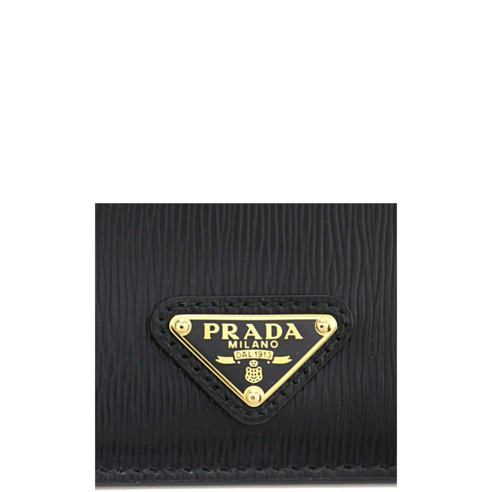 Prada Kartenetui aus schwarzem Kalbsleder