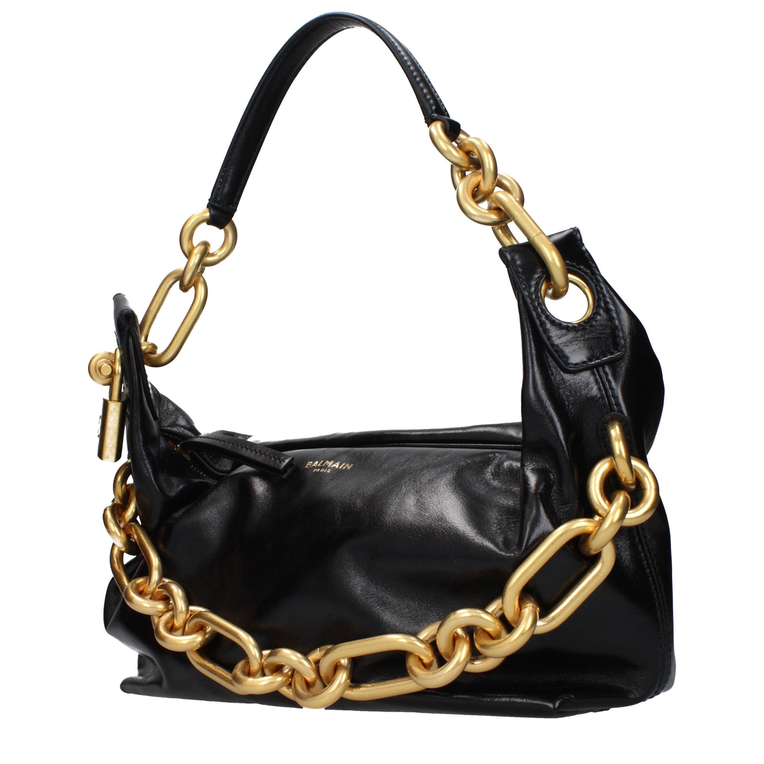 Balmain Schultertasche aus schwarzem Leder