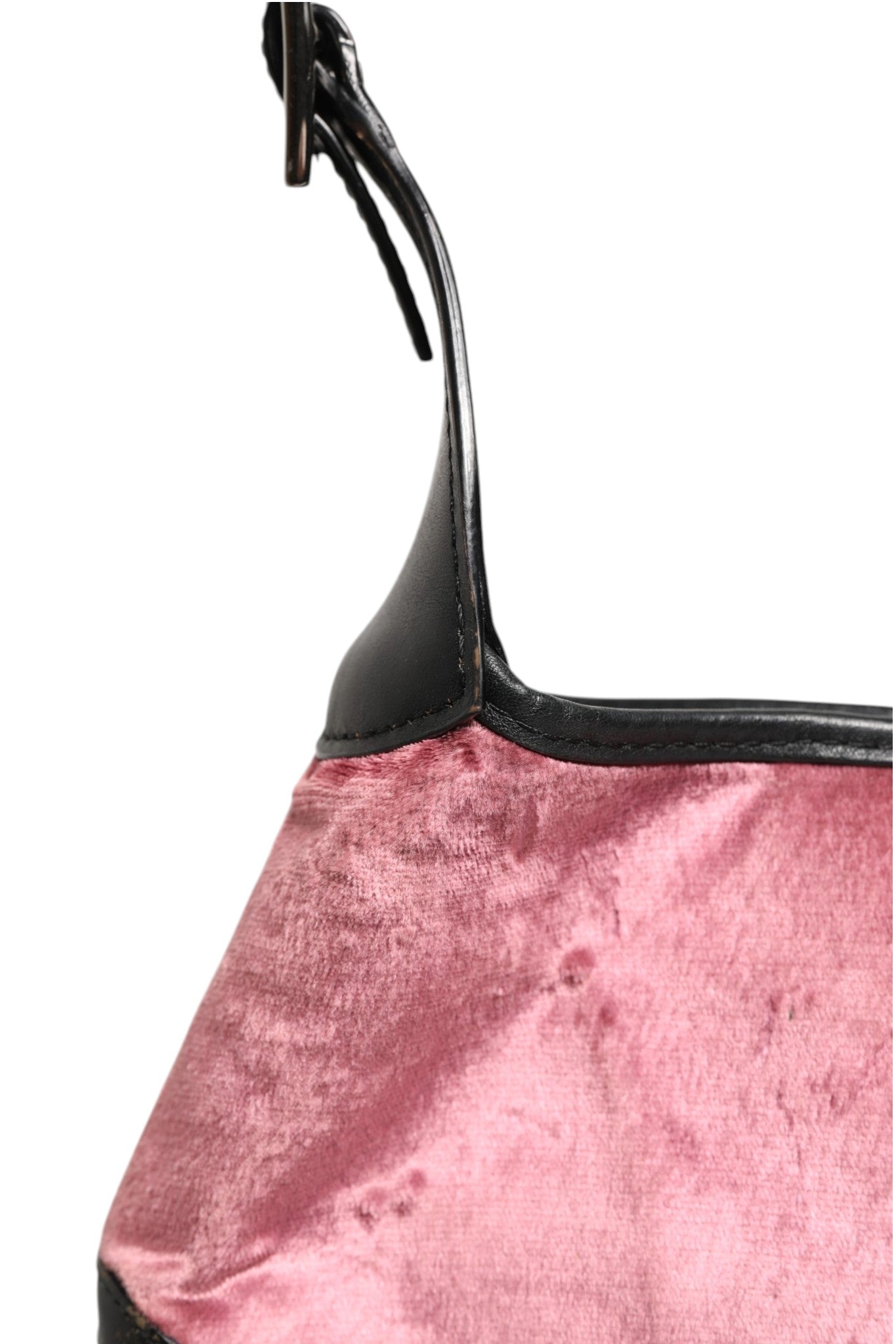 Gucci Jackie Schultertasche aus pinkfarbenem Samt und schwarzem Leder