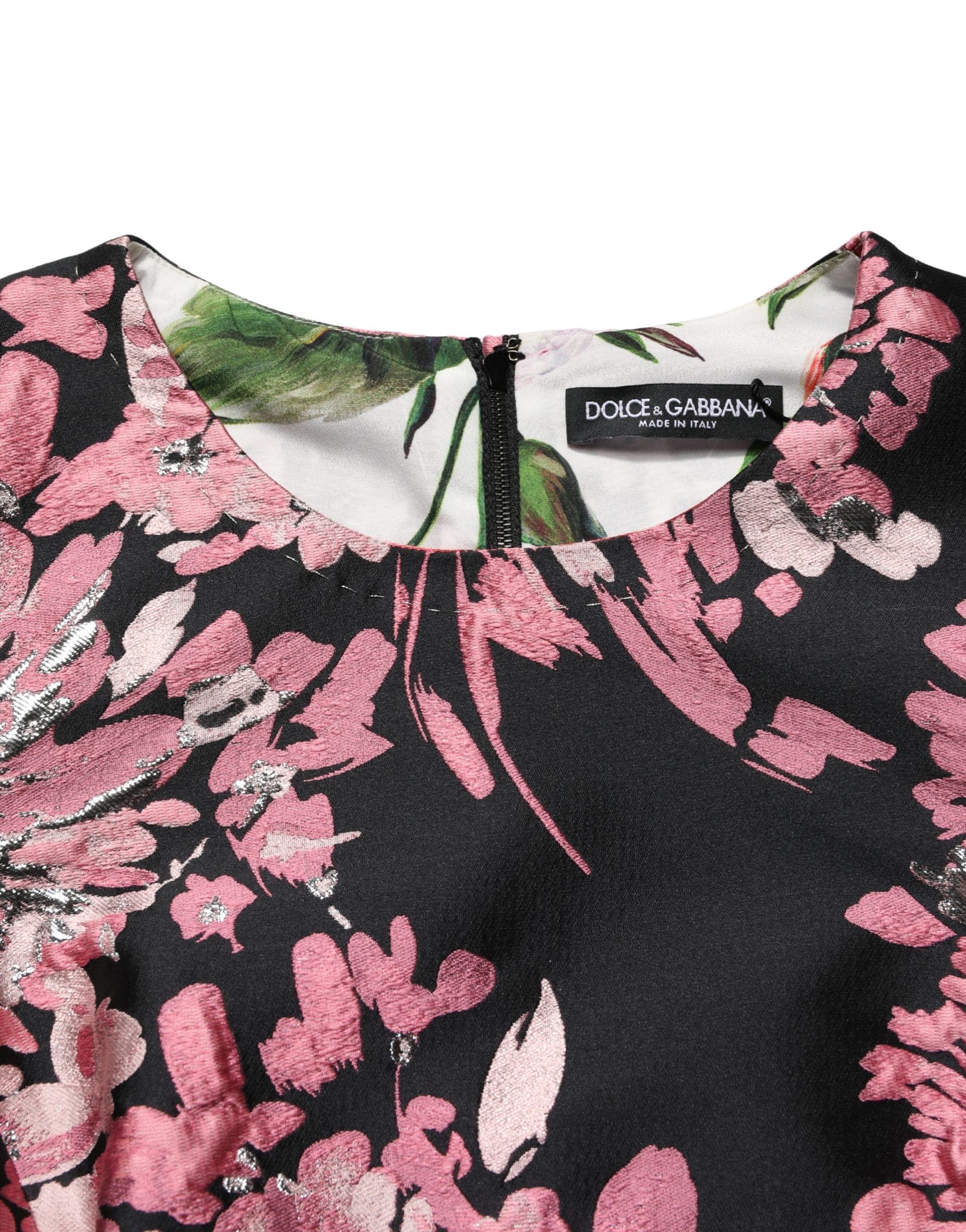 Mini-robe évasée en brocart floral multicolore Dolce & Gabbana