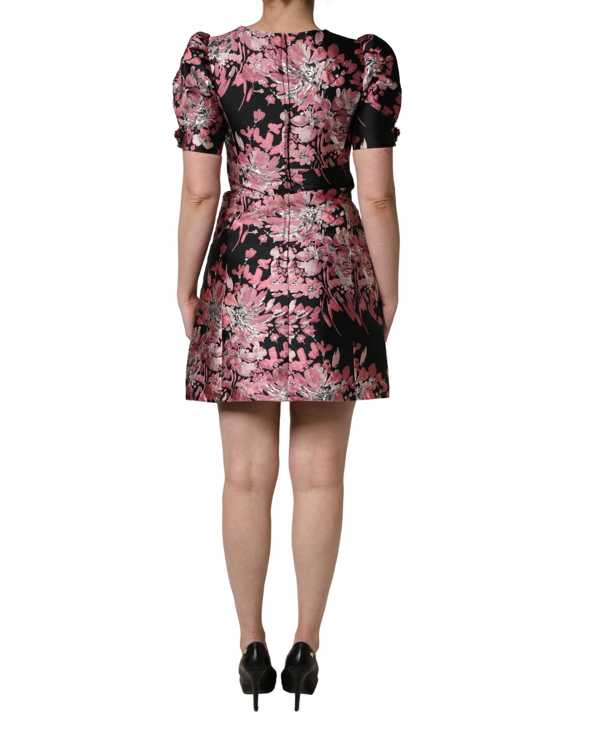 Mini-robe évasée en brocart floral multicolore Dolce & Gabbana