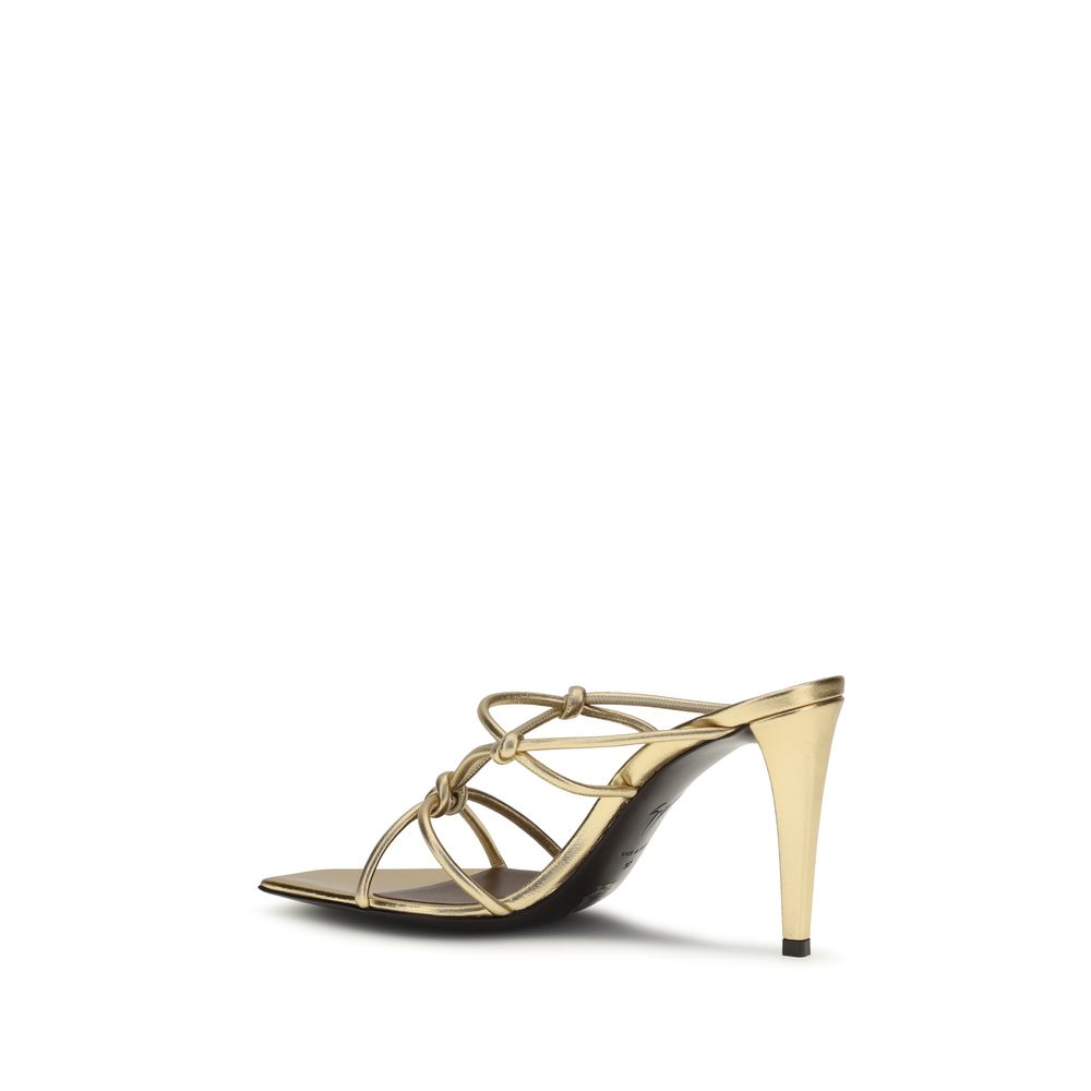 Giuseppe Zanotti Goldfarbenes Kalbsleder Bos Taurus Stiletto-Sandalen