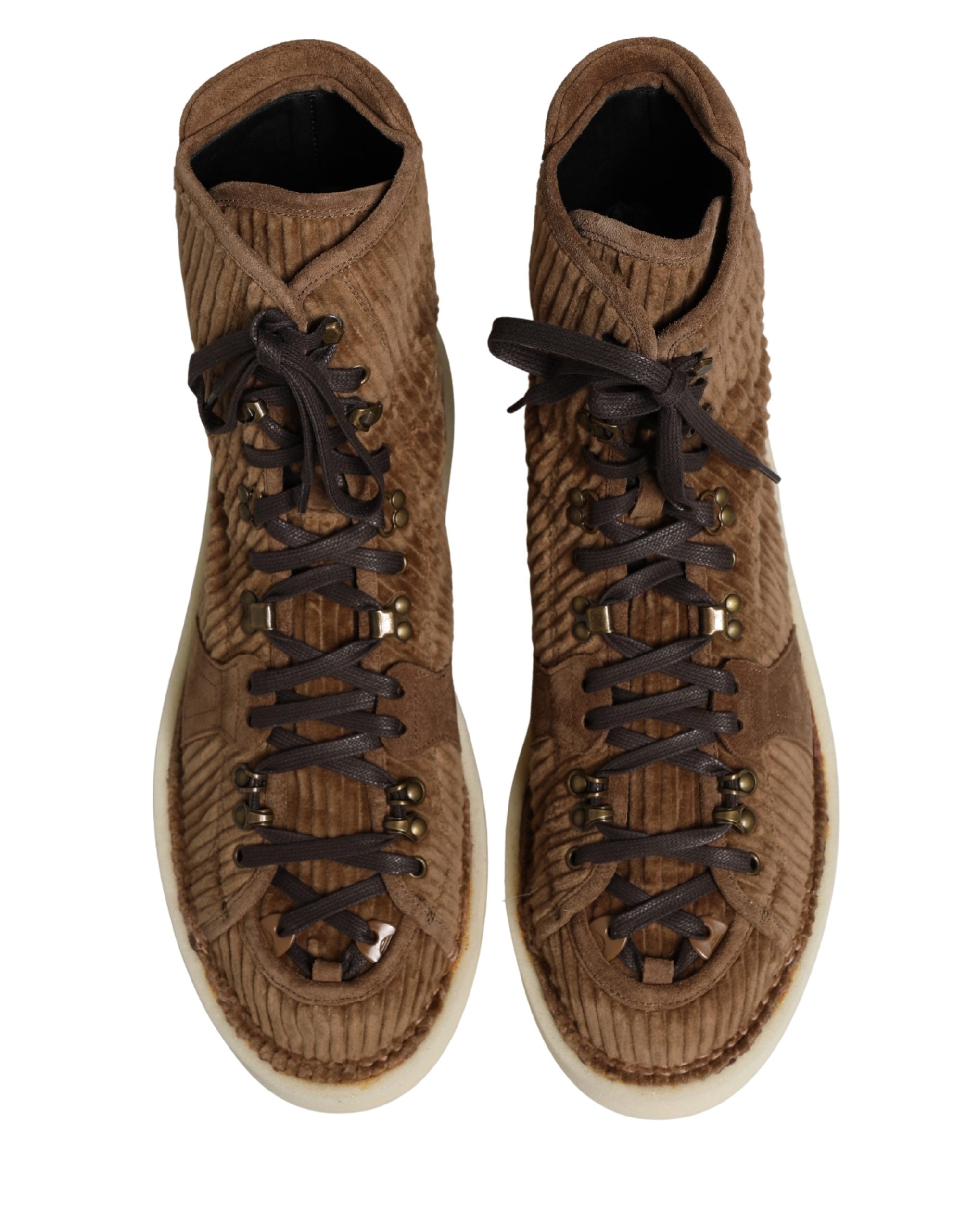 Dolce & Gabbana Braune Cord-High-Top-Oxford-Stiefel