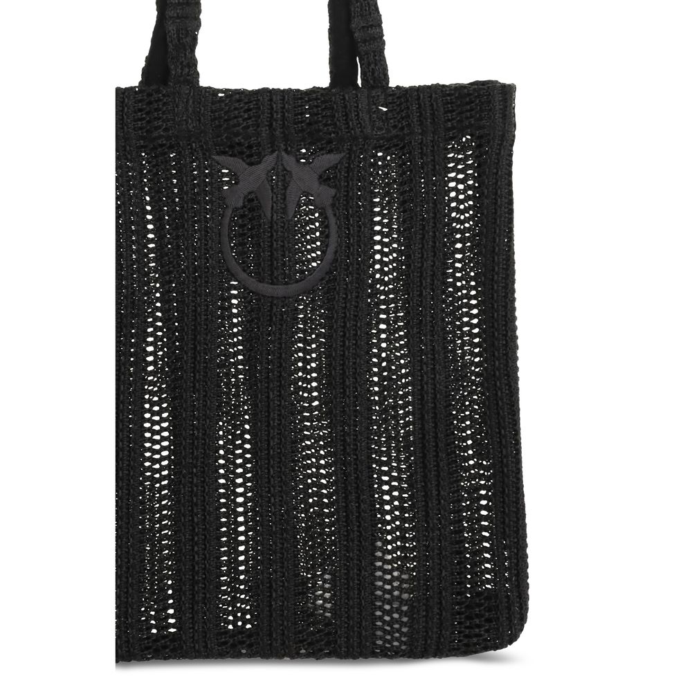 PINKO Schultertasche aus schwarzem Bast
