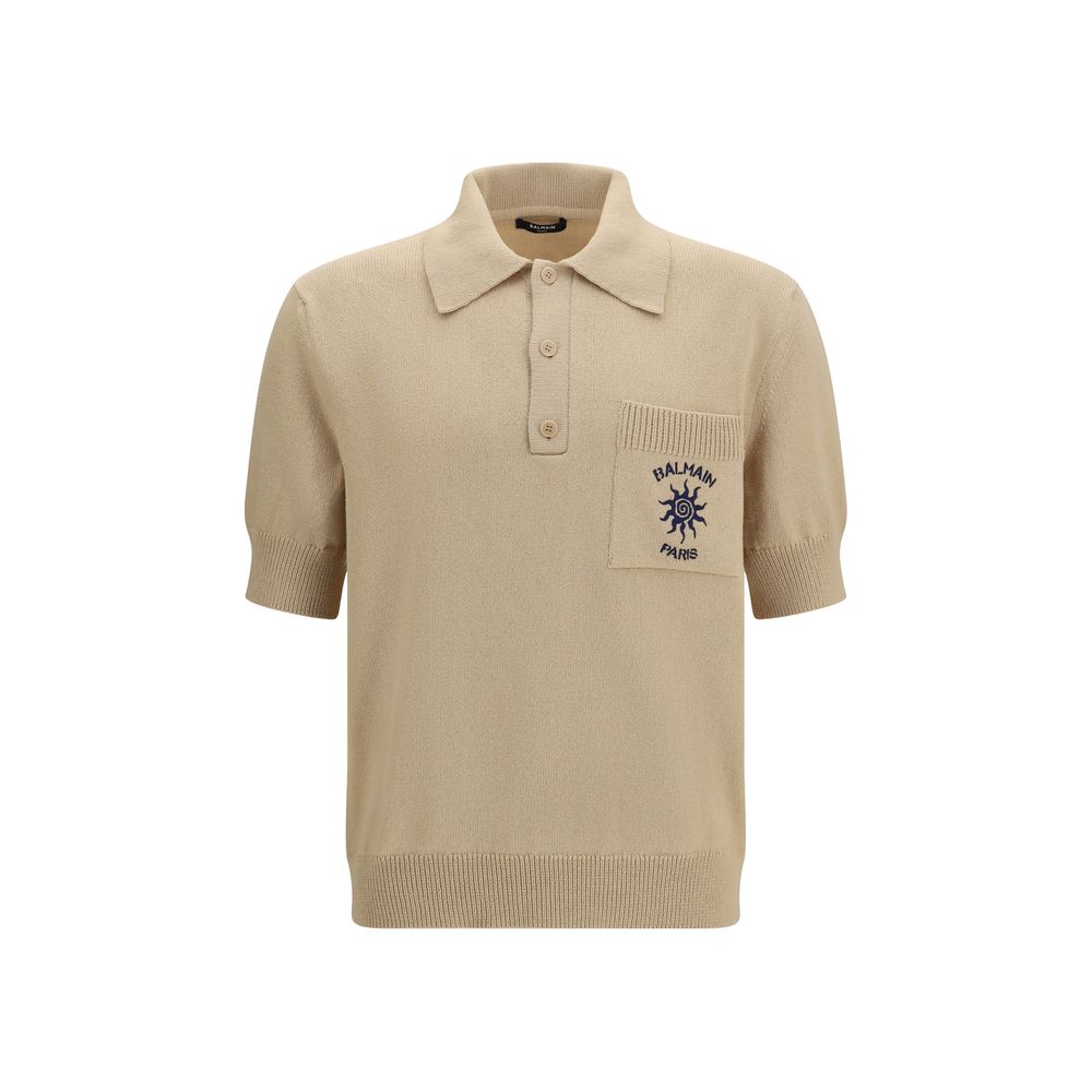 Balmain beiges Polohemd aus Baumwolle