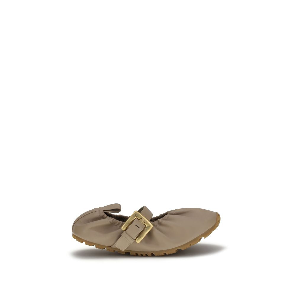 Balmain Beige Ballerinas aus Lammleder