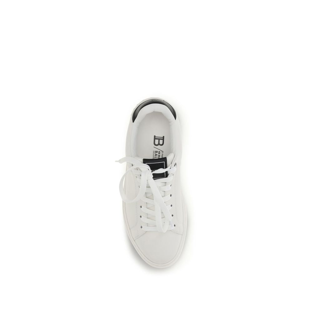 Balmain Schwarze Low-Top-Sneaker aus Kalbsleder Bos Taurus