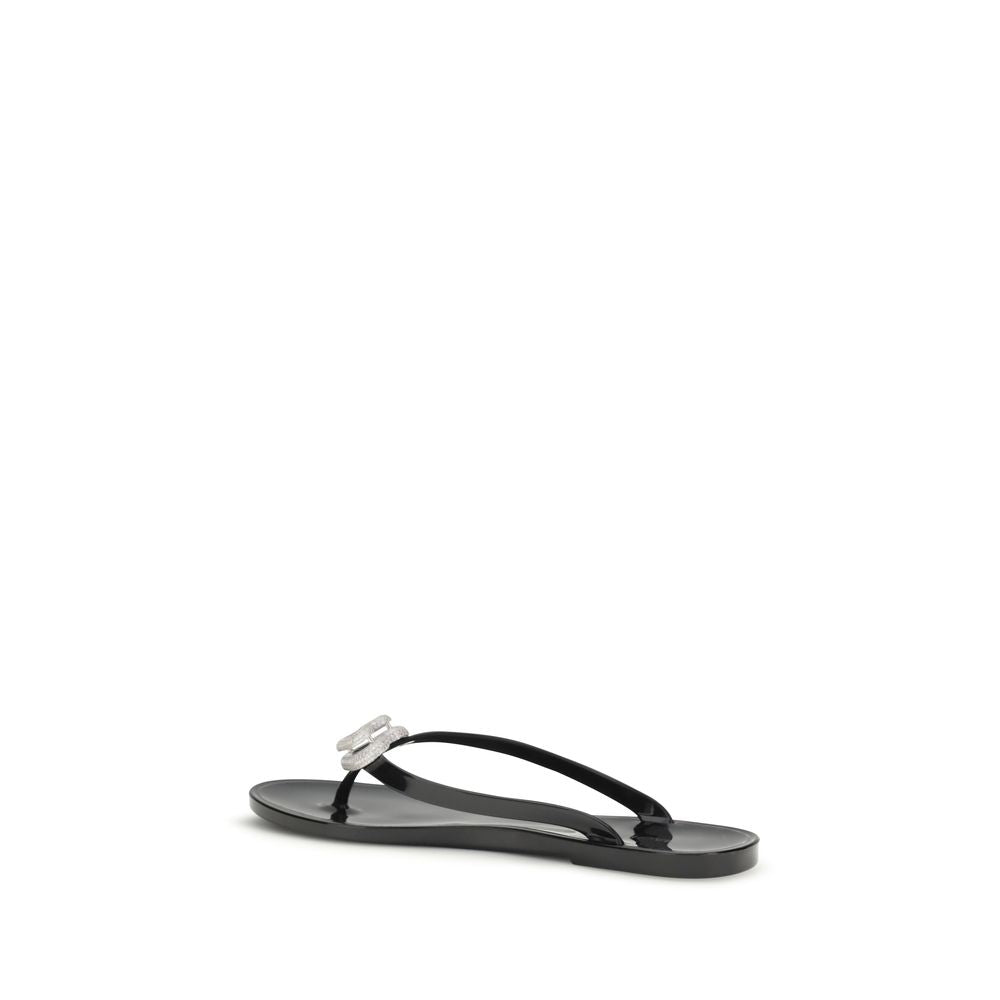 MACH & MACH Schwarze flache Sandalen aus Gummi