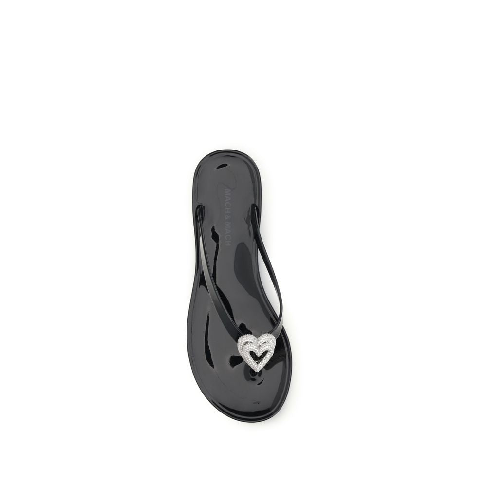 MACH & MACH Schwarze flache Sandalen aus Gummi