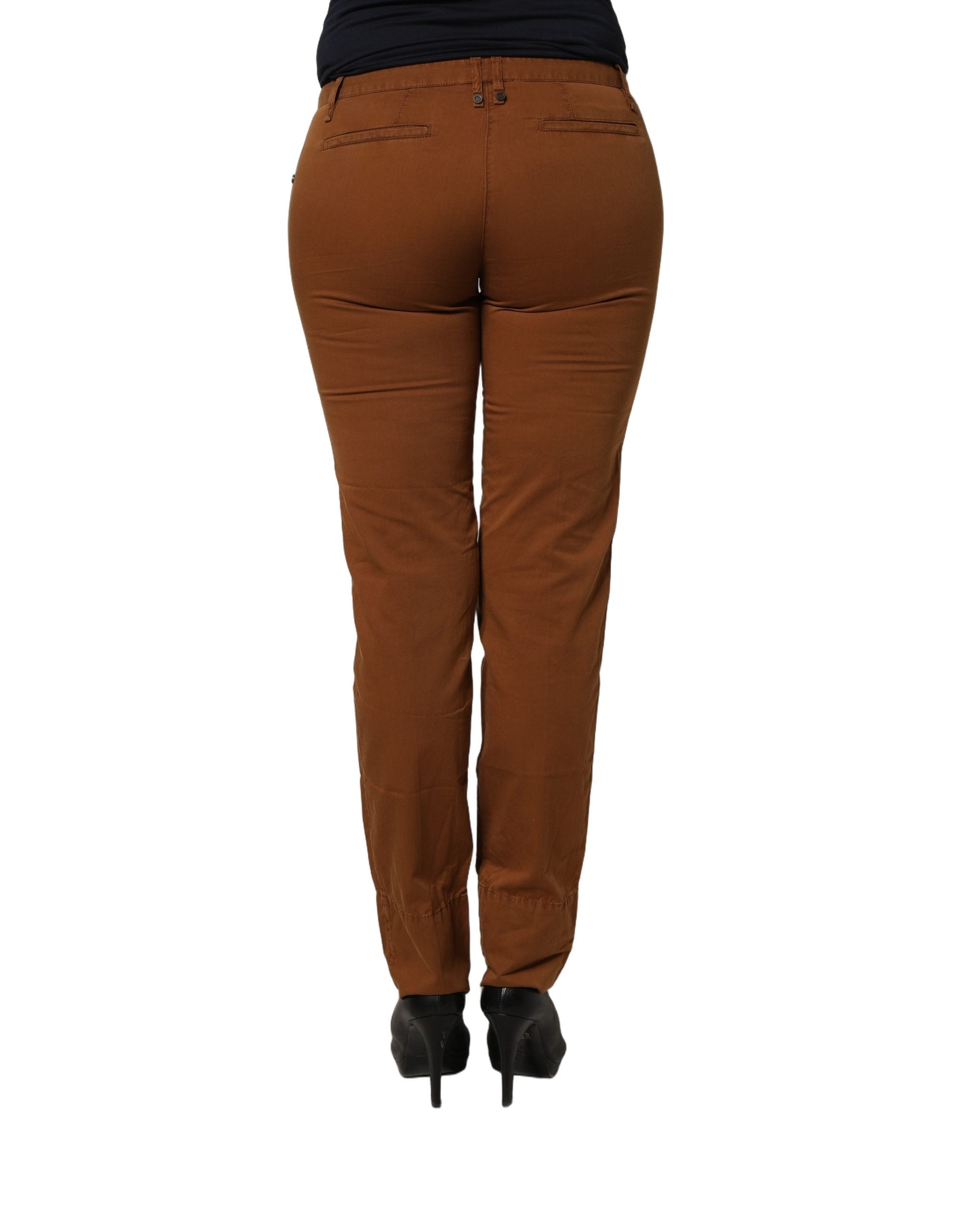 Pantalon Chino Skinny Taille Basse en Coton Marron PLEIN SUD