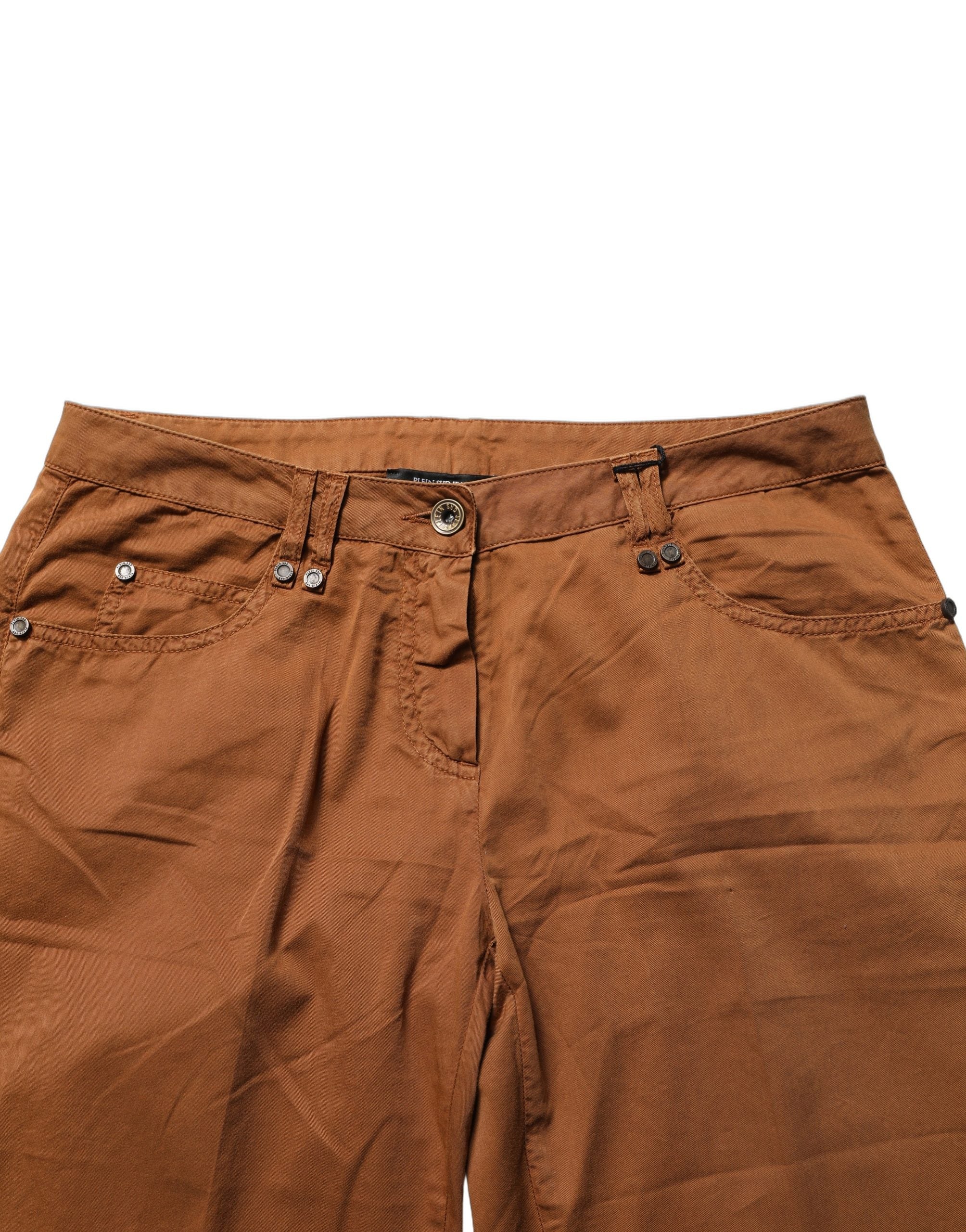 Pantalon Chino Skinny Taille Basse en Coton Marron PLEIN SUD