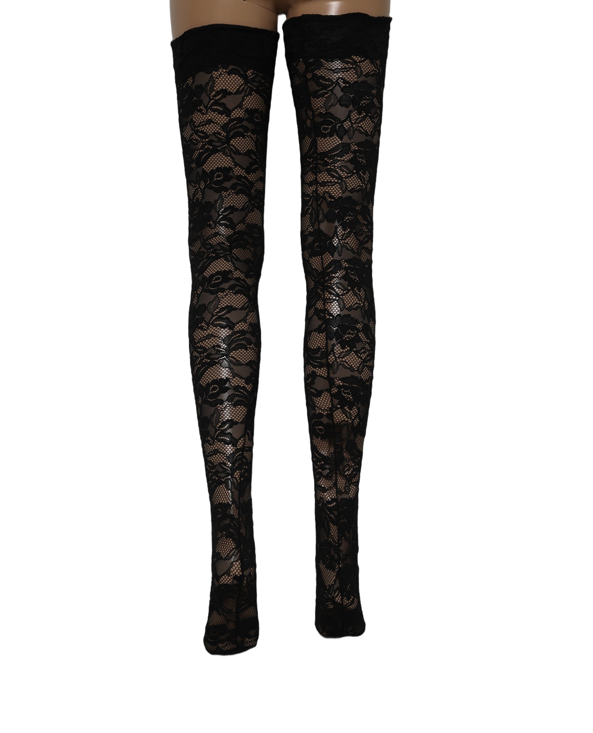 Chaussettes hautes Dolce & Gabbana en dentelle florale noire