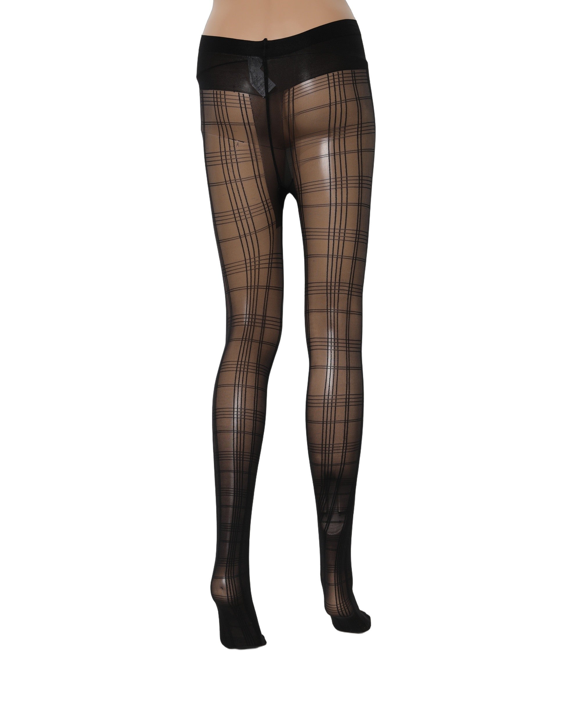 Dolce & Gabbana Schwarze Nylonstrumpfhose mit Schottenkaro Socken