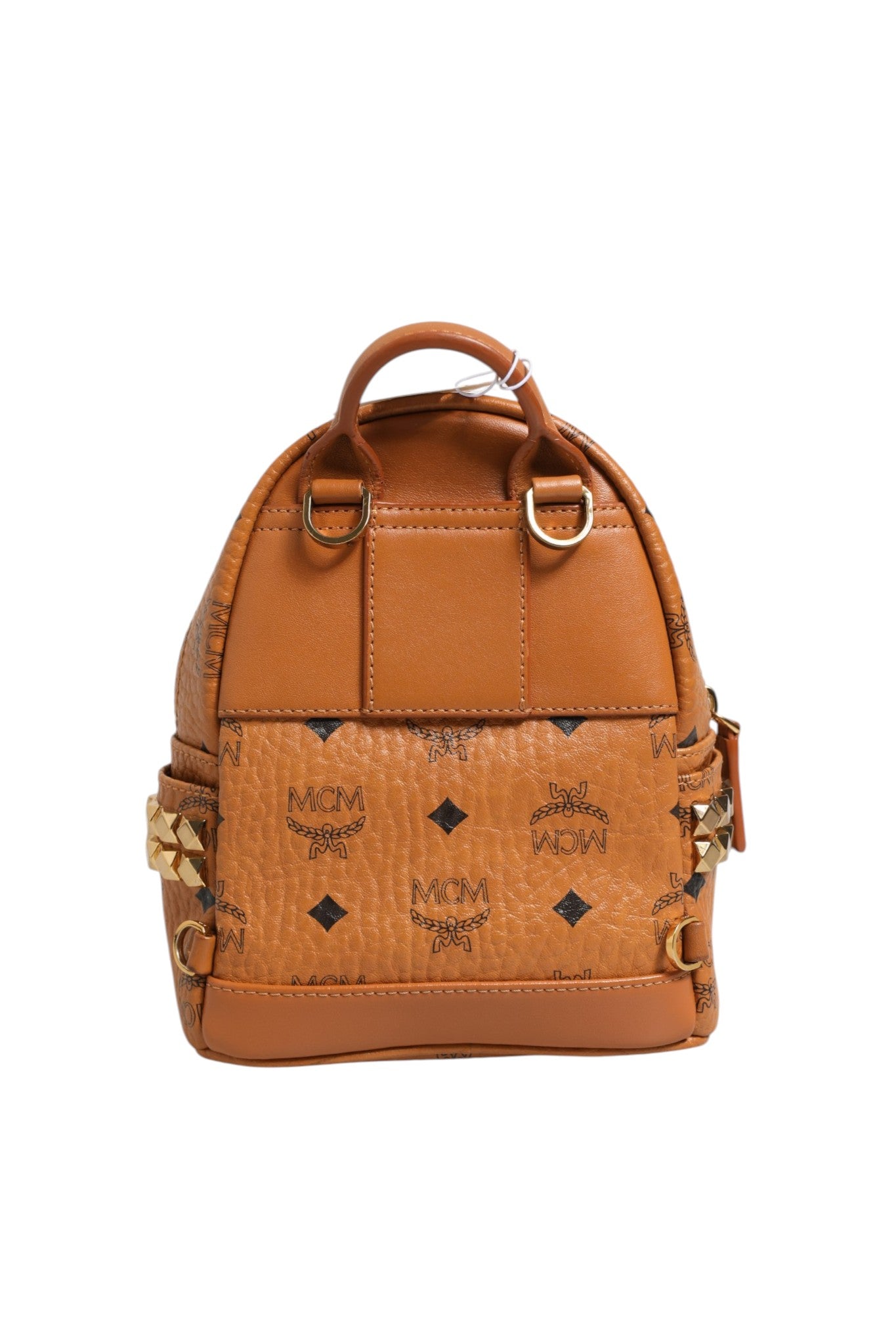 MCM Stark Mini Rucksack aus Visetos Cognac