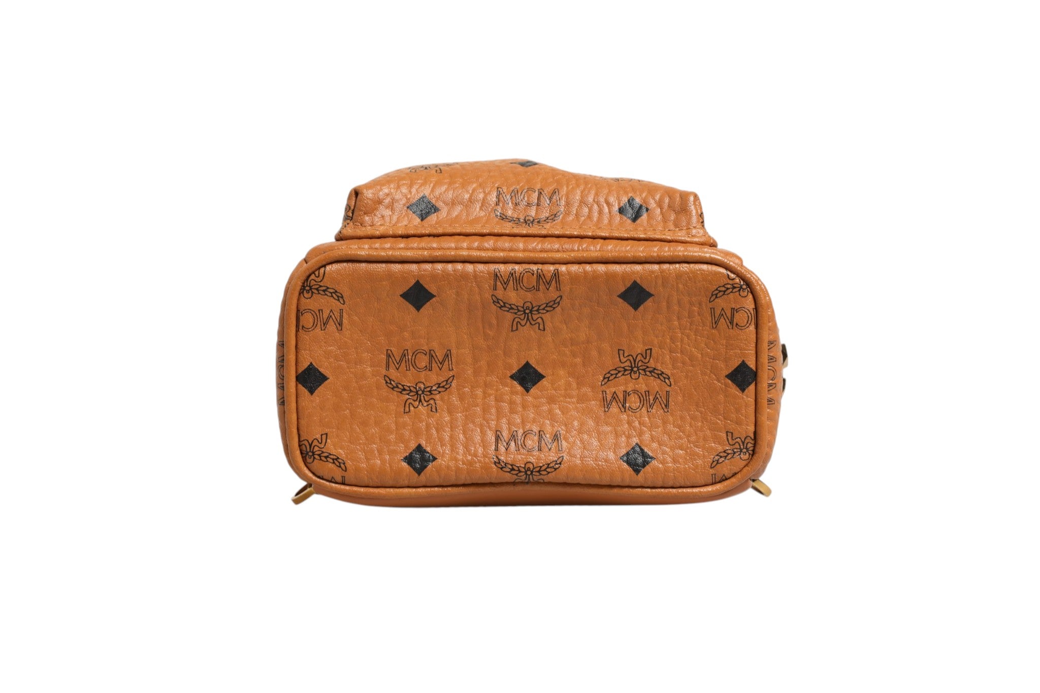 MCM Stark Mini Rucksack aus Visetos Cognac