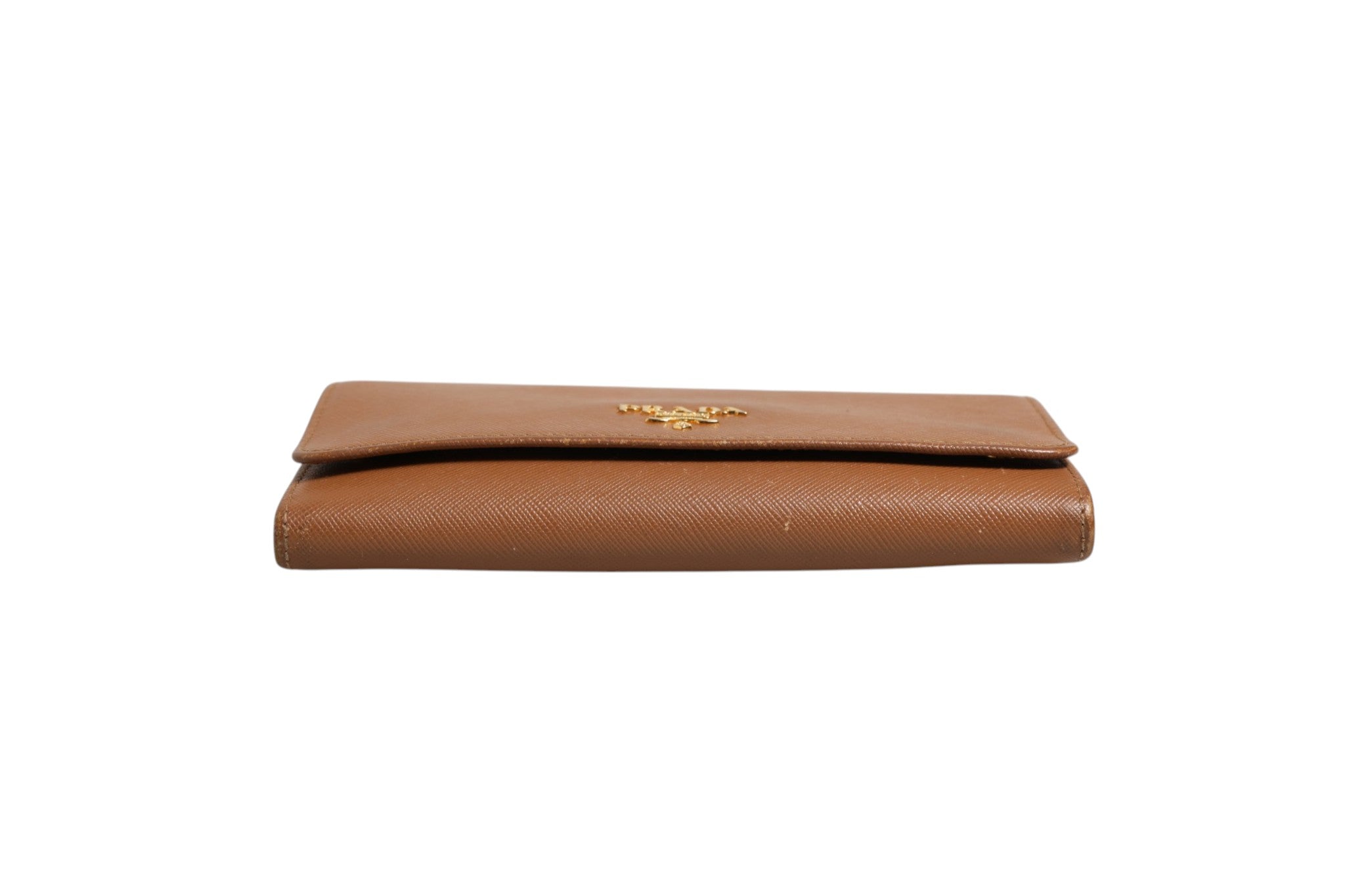 Bandoulière de portefeuille Prada marron et or