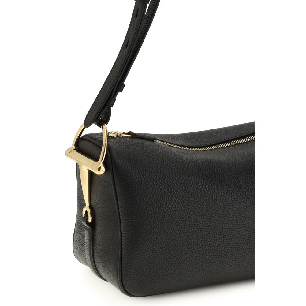 Gucci Schultertasche aus schwarzem Kalbsleder Bos Taurus