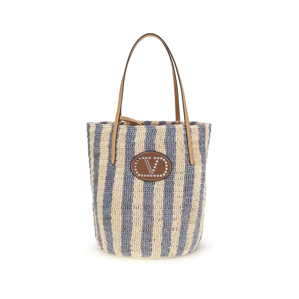 Valentino Garavani Mehrfarbige Raffia-Korbtasche