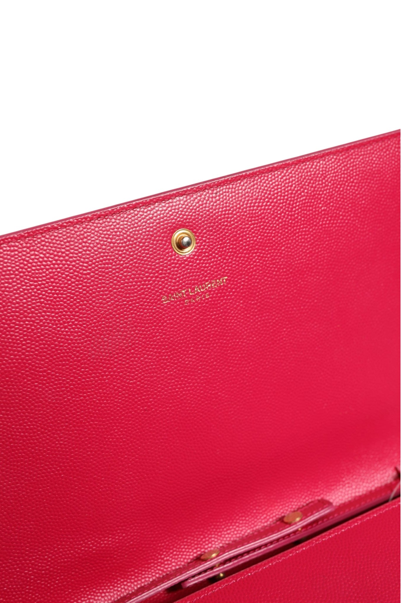 Saint Laurent Rote Leder Monogramm-Geldbörse mit Kette
