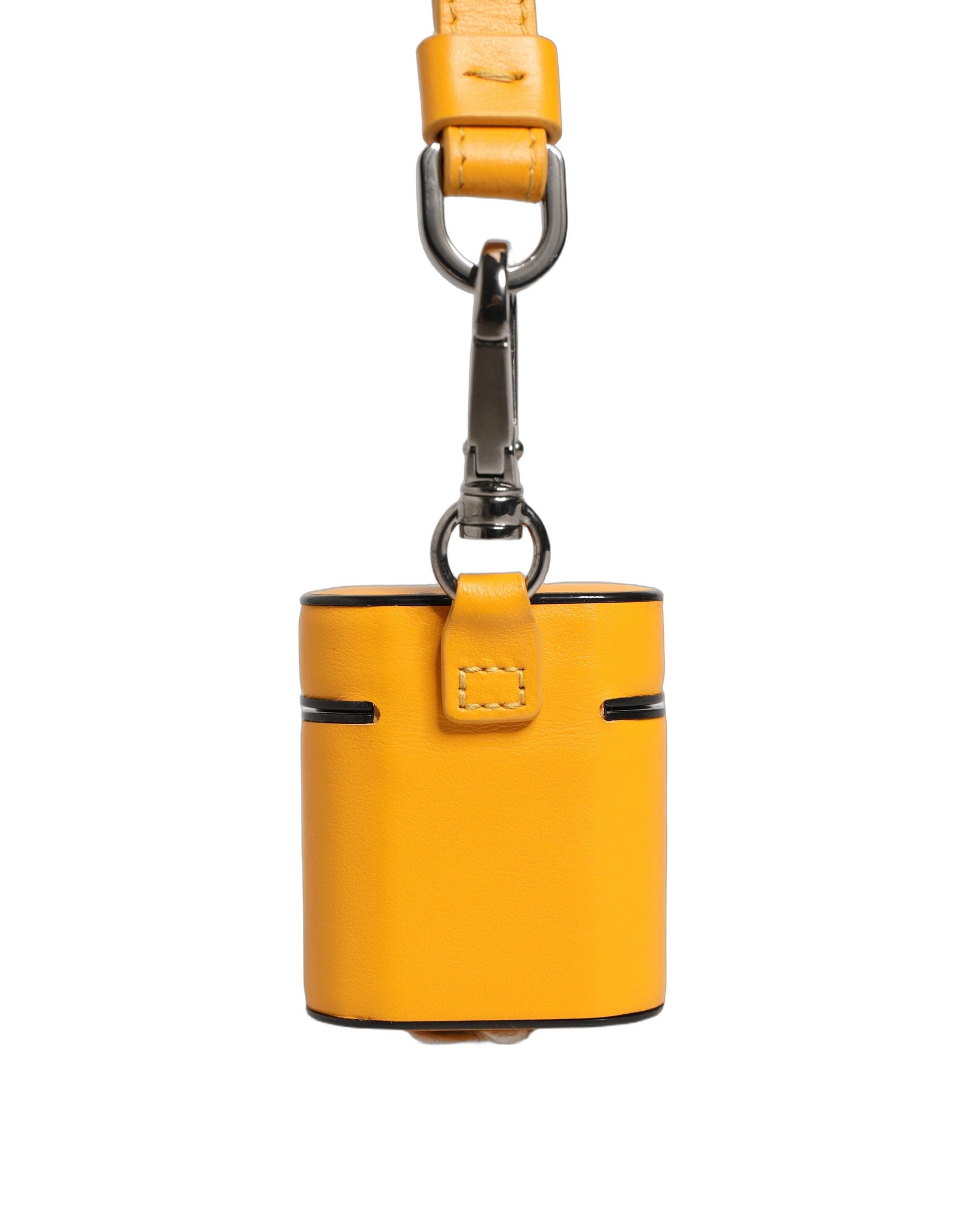 Dolce & Gabbana Étui AirPods Jaune en Cuir de Veau avec Logo et Dragonne