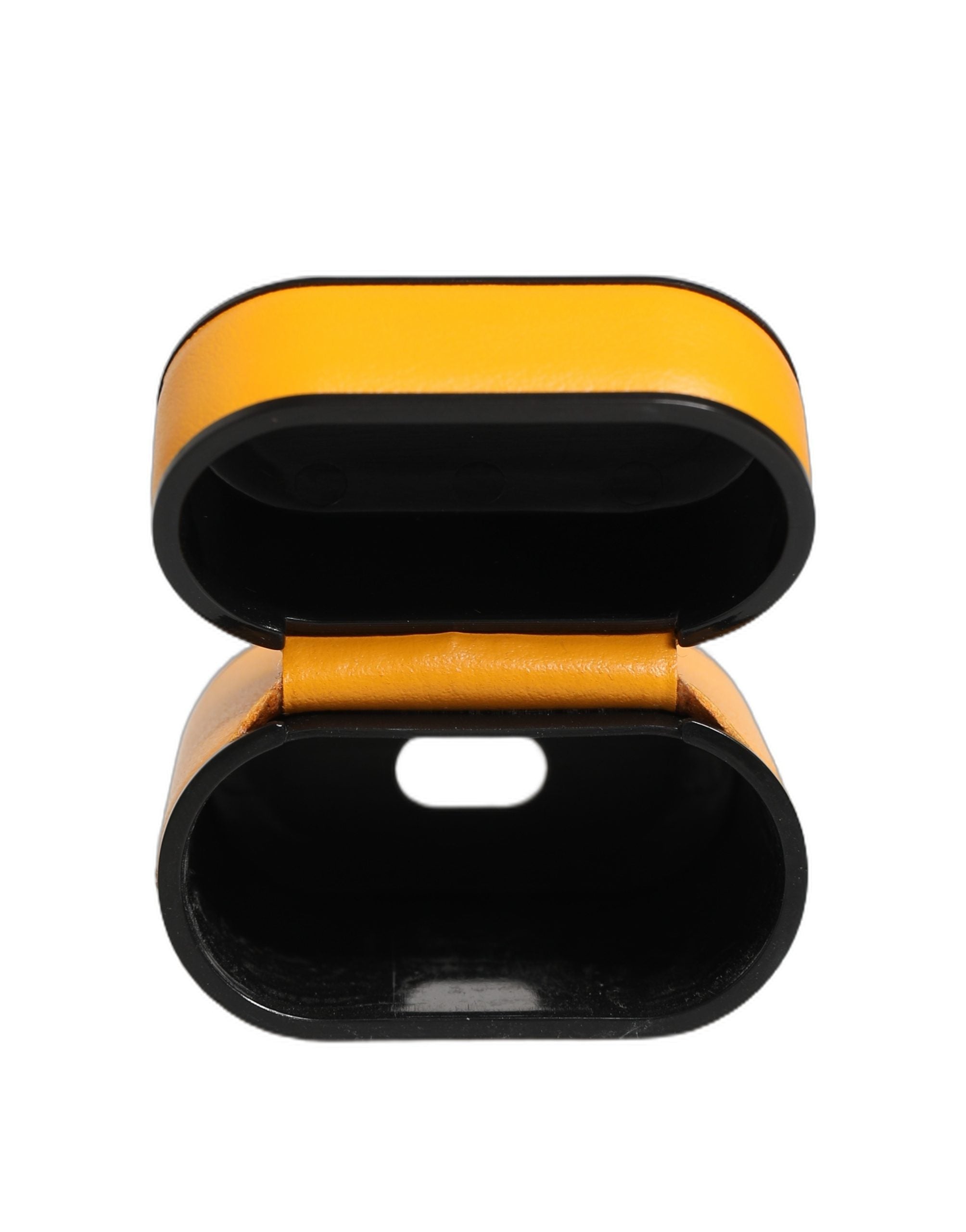 Dolce & Gabbana Étui AirPods Jaune en Cuir de Veau avec Logo et Dragonne