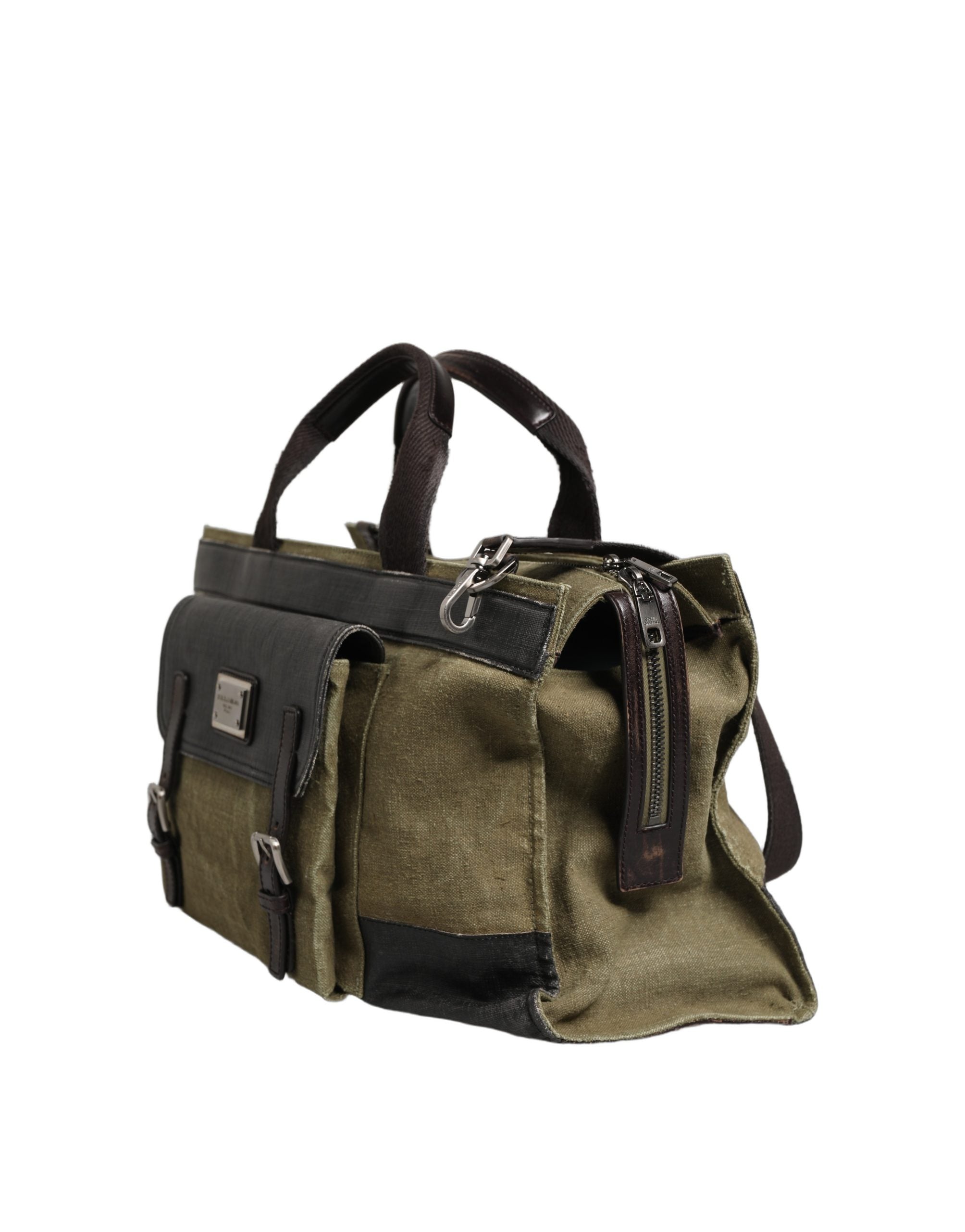Dolce & Gabbana Sac de sport/épaule bi-matière vert militaire